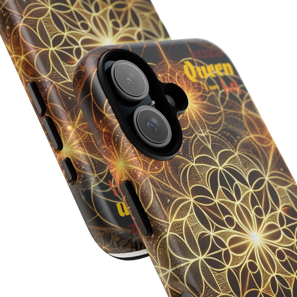 Golden Flower Mandala Phone Case, Tough Cases, Bohemian Phone Cover, Unique Gift for Him/Her, Spiritual and Artistic Design