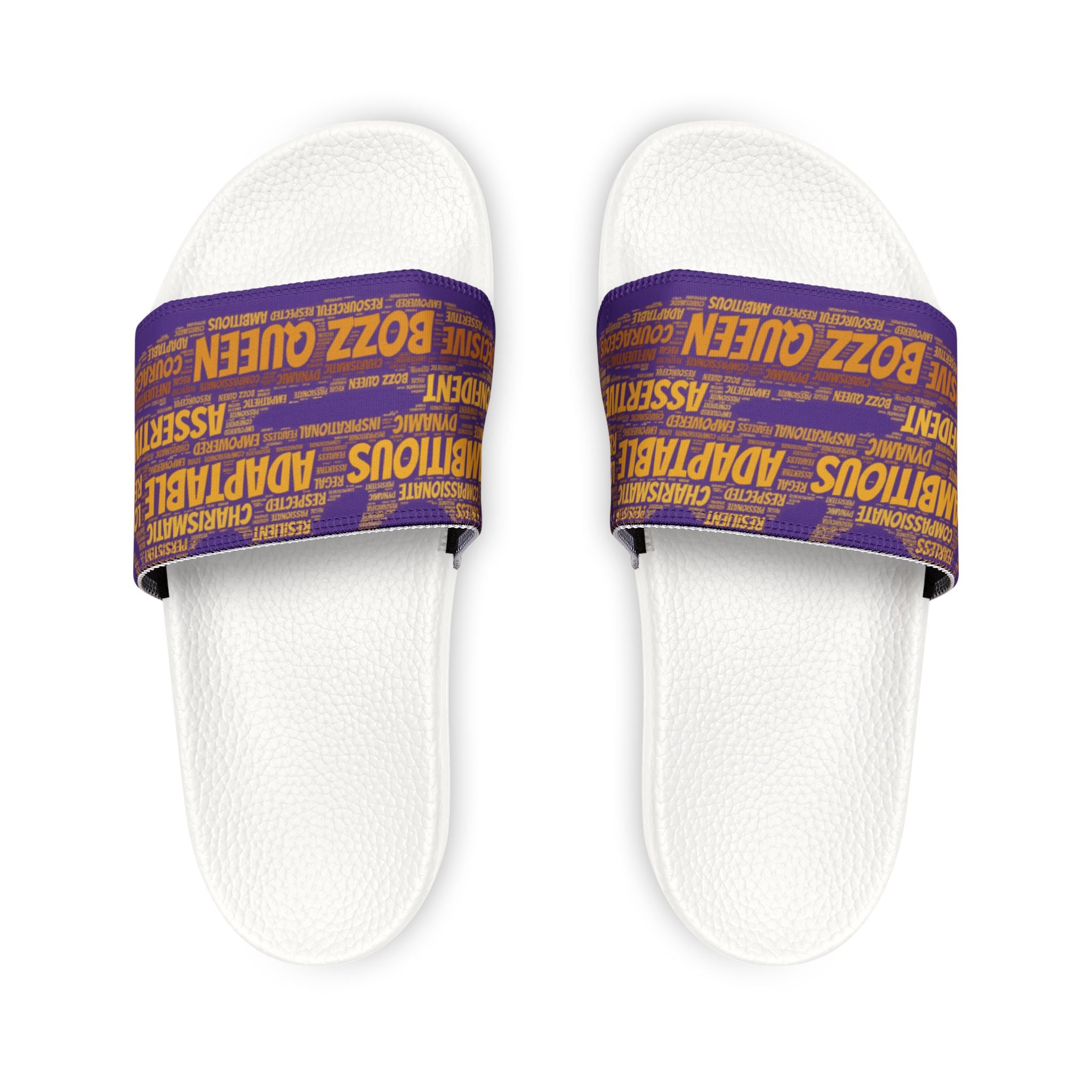 Bozz Queen Purple & Gold Women's Sandals - Removable Strap Beach Slides