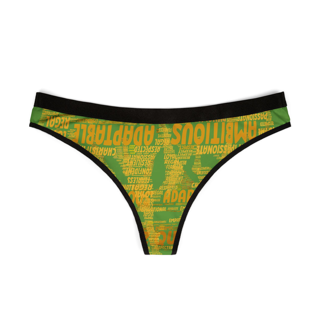 Women's Dark Gray Yellow Thongs - Bold Statement Motivational Lingerie