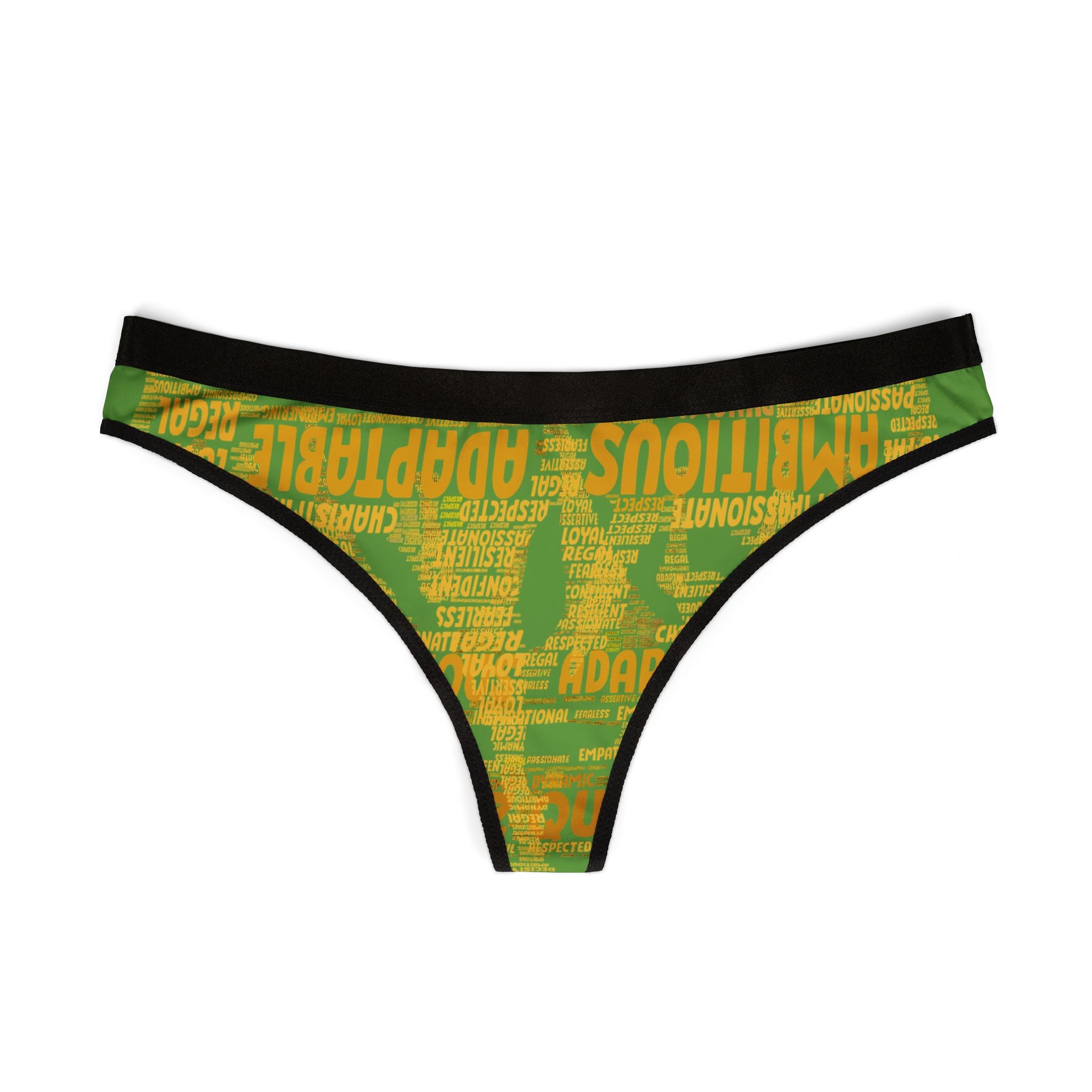 Women's Dark Gray Yellow Thongs - Bold Statement Motivational Lingerie
