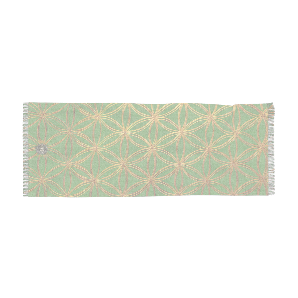 Green & Gold Flower of Life Scarf - Geometric Pattern | Bozz Queen