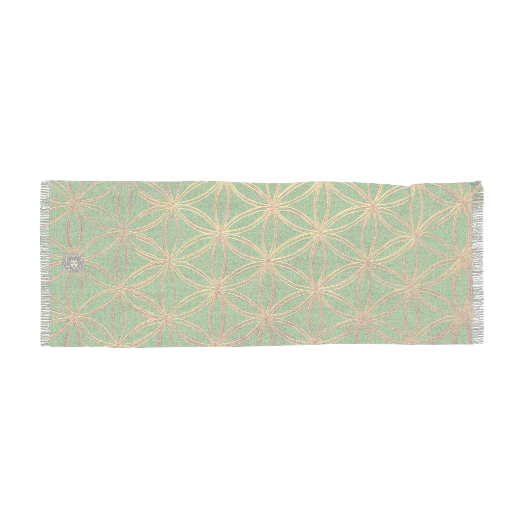 Green & Gold Flower of Life Scarf - Geometric Pattern | Bozz Queen