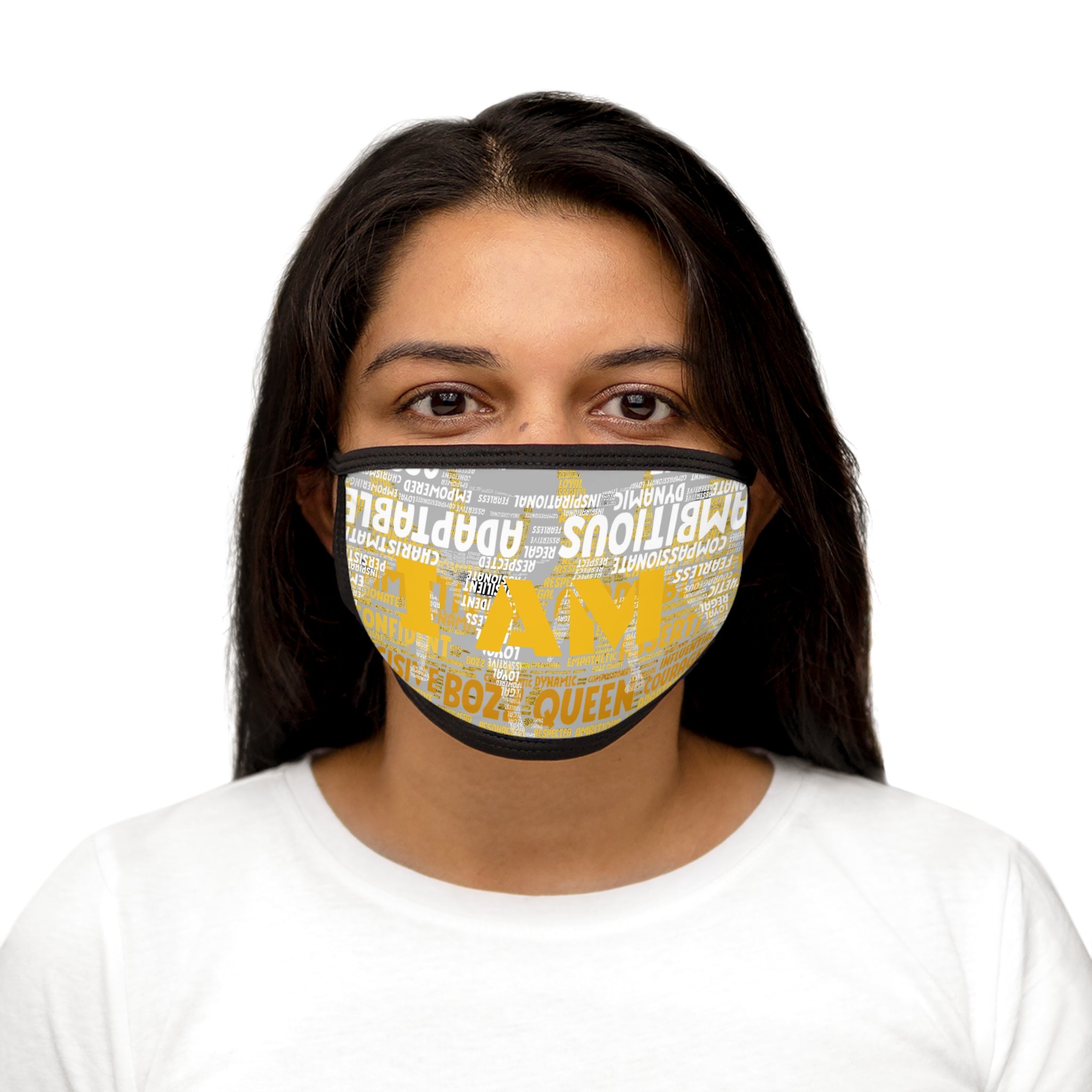 I AM Series Empowering Face Mask - Light Grey Mixed-Fabric with Inspirational Quotes