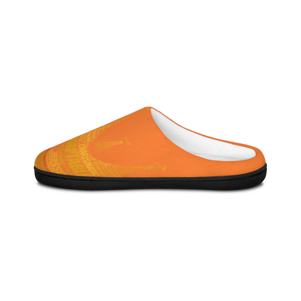 Bozz Queen Light Orange & Gold Women's Indoor Slippers - Soft Flannel House Shoes
