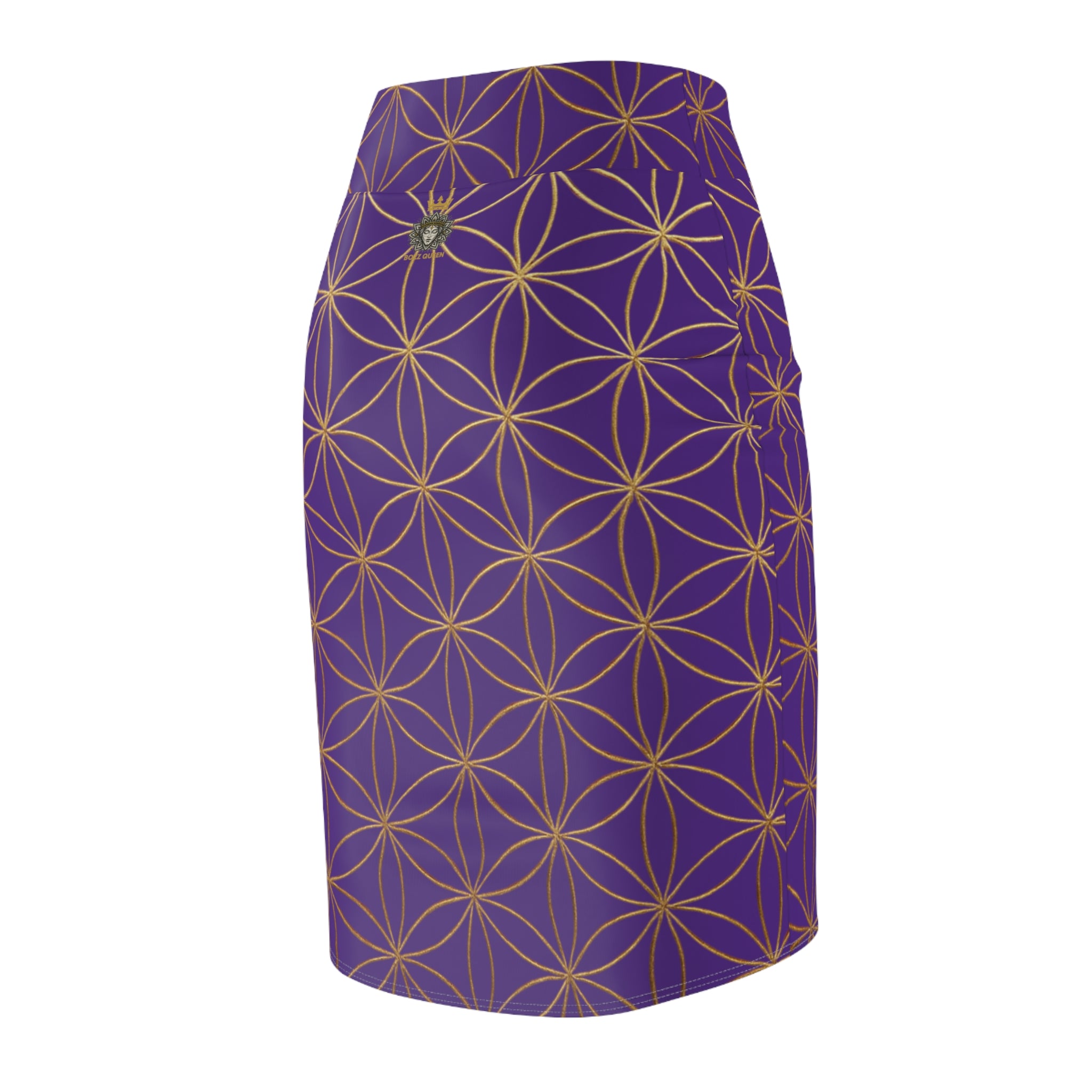 Purple Flower of Life Pencil Skirt - Women's Chic Office & Date Night Skirt