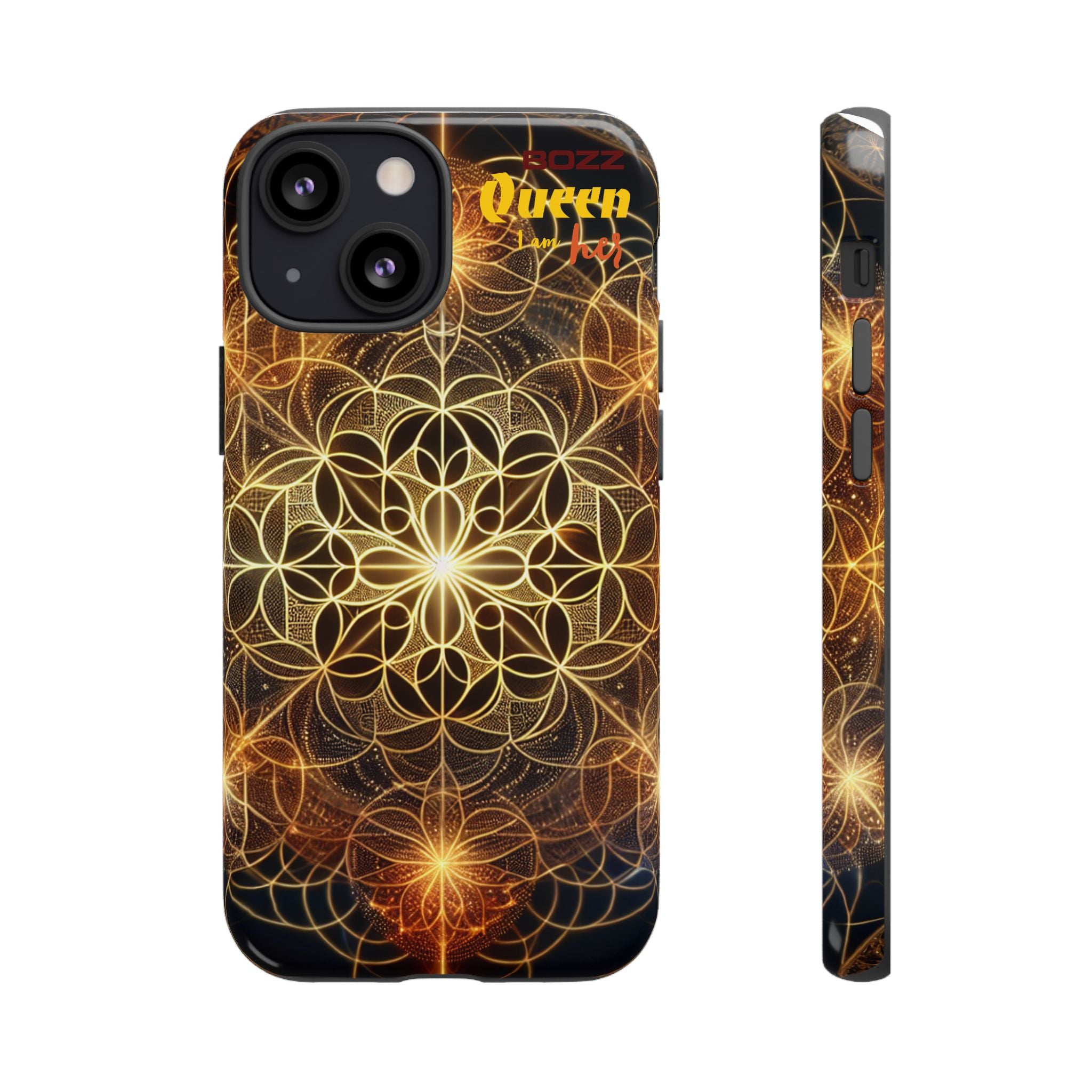 Golden Flower Mandala Phone Case, Tough Cases, Bohemian Phone Cover, Unique Gift for Him/Her, Spiritual and Artistic Design