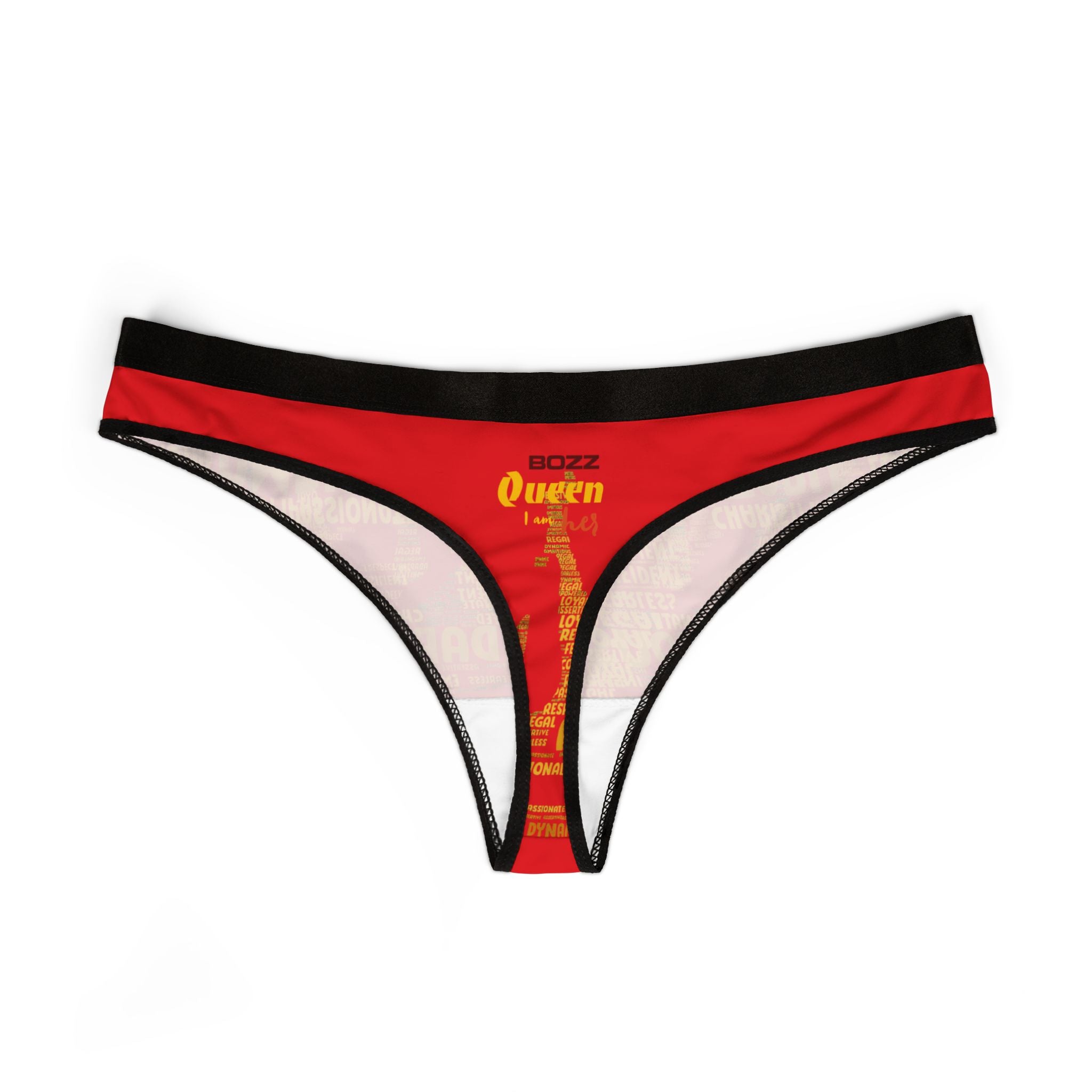 Women's Red Yellow Thongs - Bold Statement Motivational Lingerie
