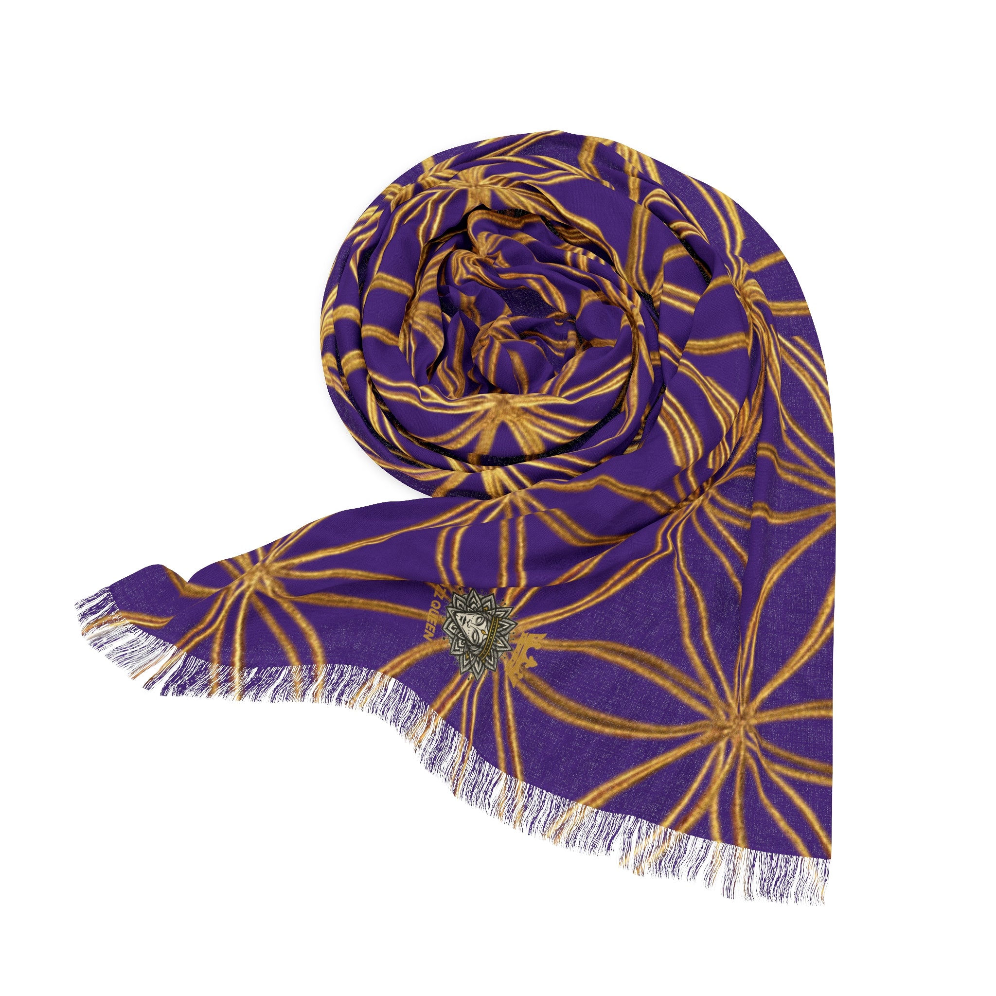 Purple & Gold Flower of Life Scarf - Geometric Pattern | Bozz Queen