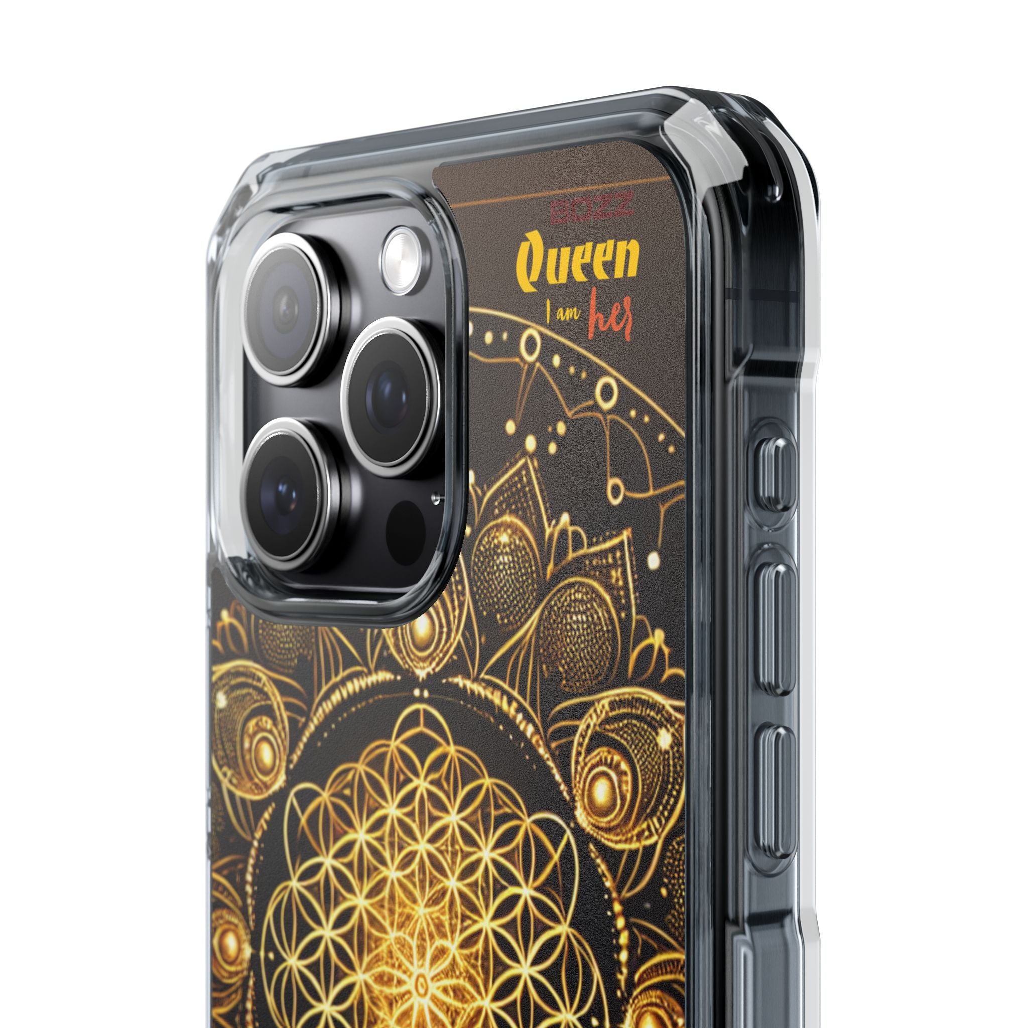 Magnetic Phone Case with Spiritual Mandala Design, Bozz Queen, Durable Clear Impact Case, Unique Gift for Spiritual Seekers, Phone Accessory
