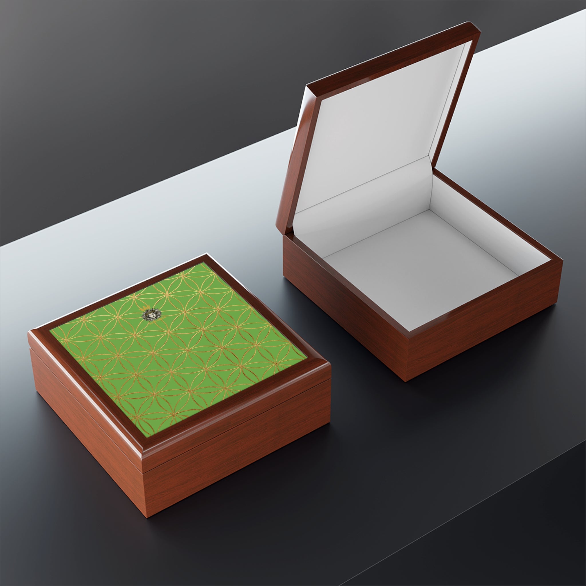 Flower of Life Jewelry Box - Light Green Elegant Keepsake Organizer