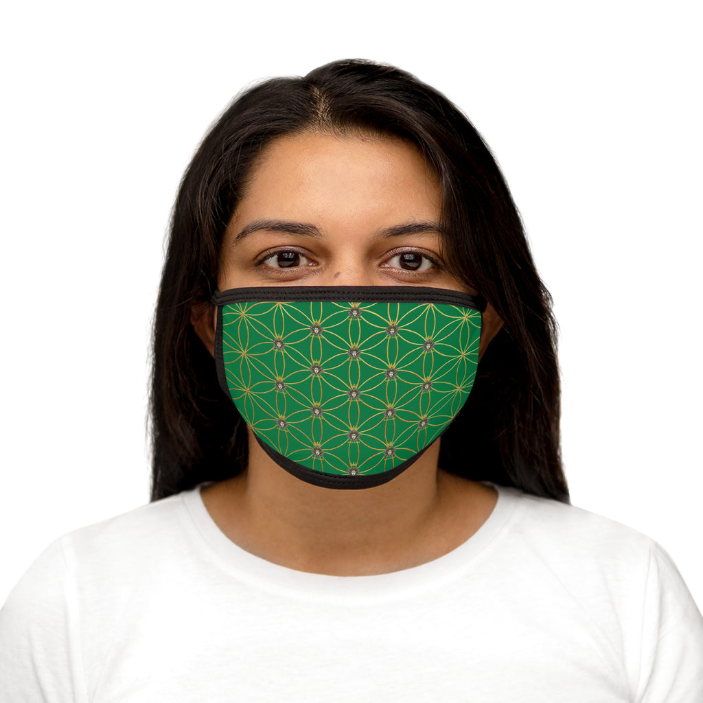 Bozz Queen Flower of Life Face Mask - Dark Green & Gold Stylish Breathable Cloth Mask
