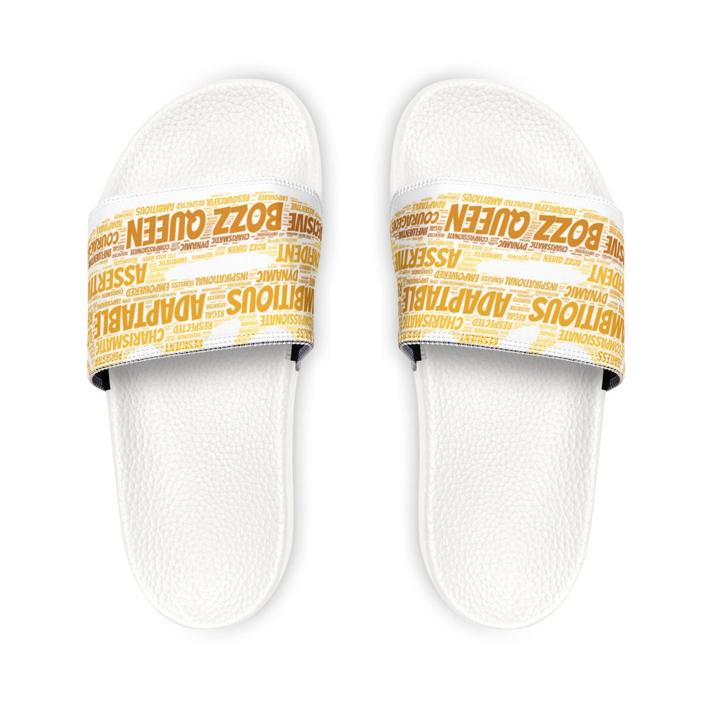 Bozz Queen White & Gold Women's Sandals - Removable Strap Beach Slides