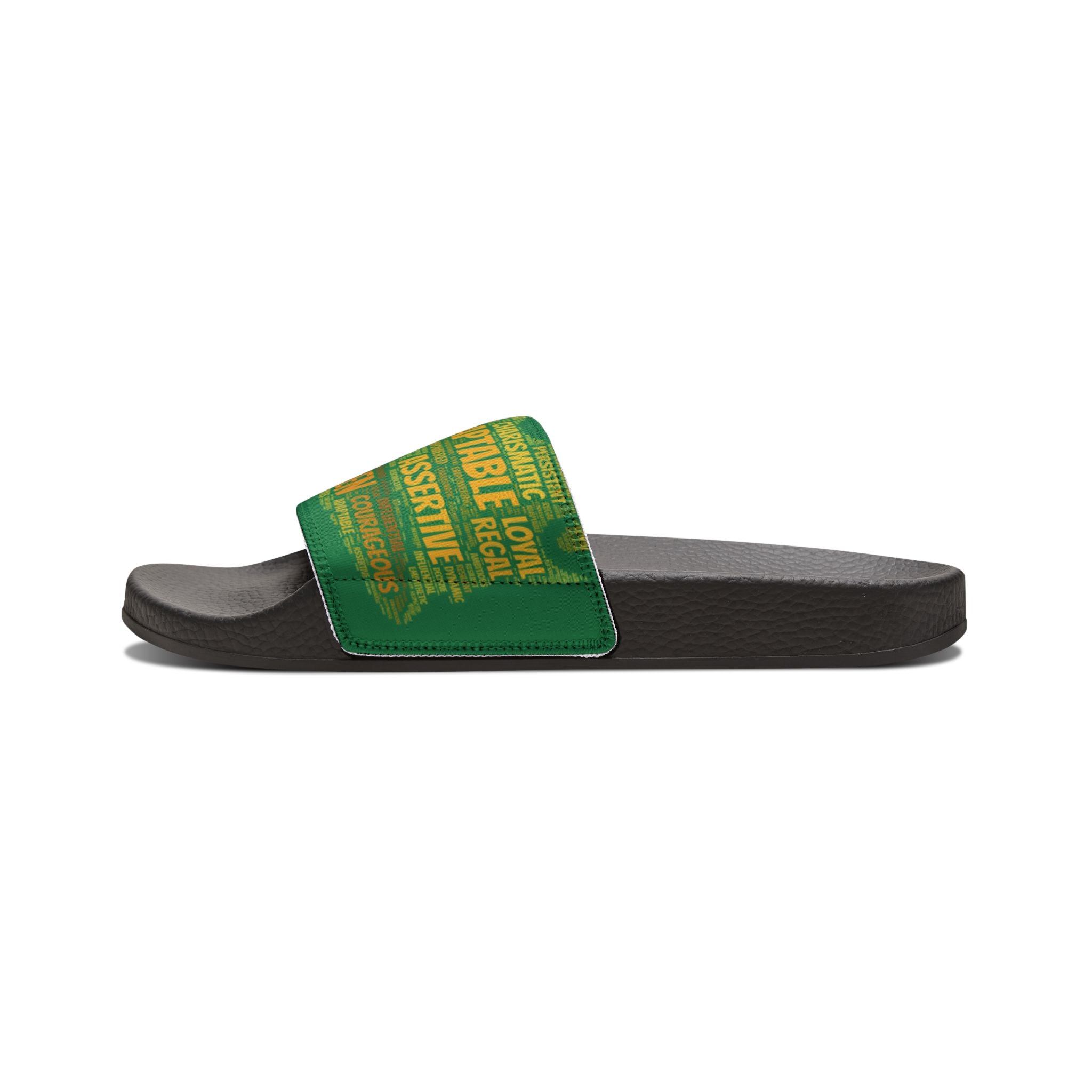 Bozz Queen Dark Green & Gold Women's Sandals - Removable Strap Beach Slides