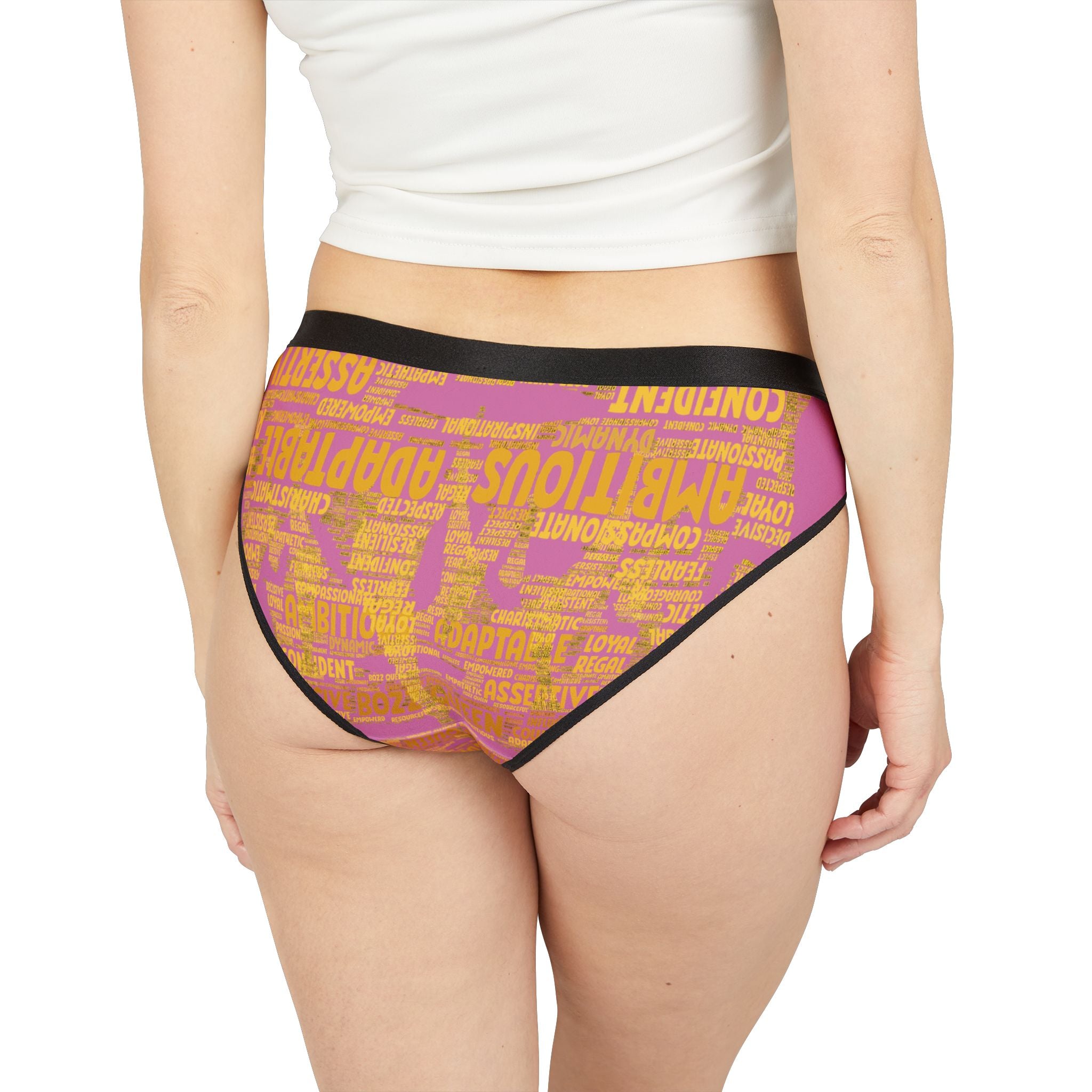 Women's Pink Yellow Motivational Underwear - Bold Statement Lingerie Gift