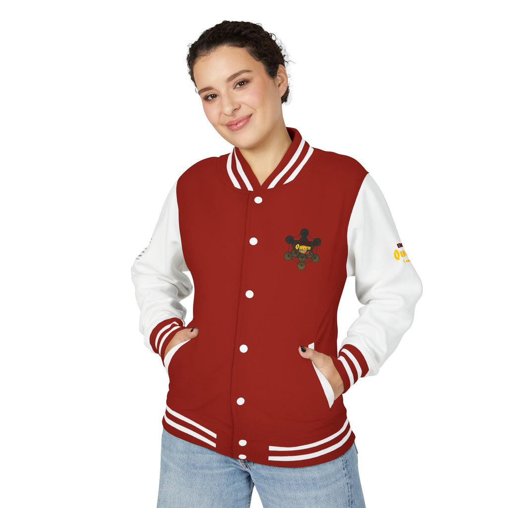 Bozz Queen Crown Design Letterman Jacket - Unisex Heavyweight Varsity Jacket