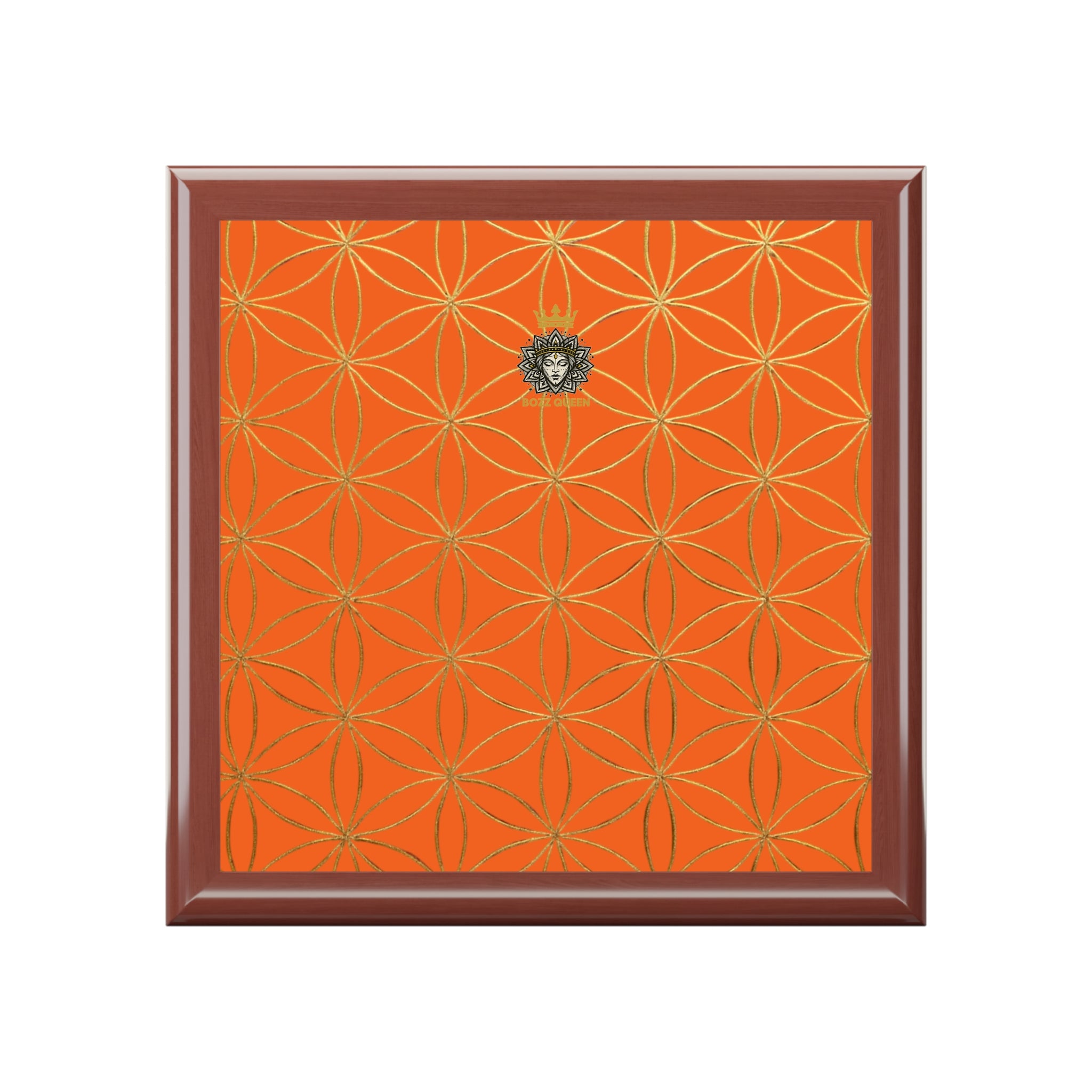 Flower of Life Jewelry Box - Orange Elegant Keepsake Organizer