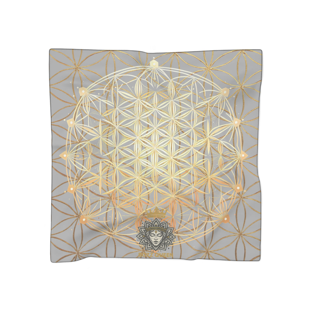 Flower of Life Light Grey Scarf - Sacred Geometry Spiritual Accessory