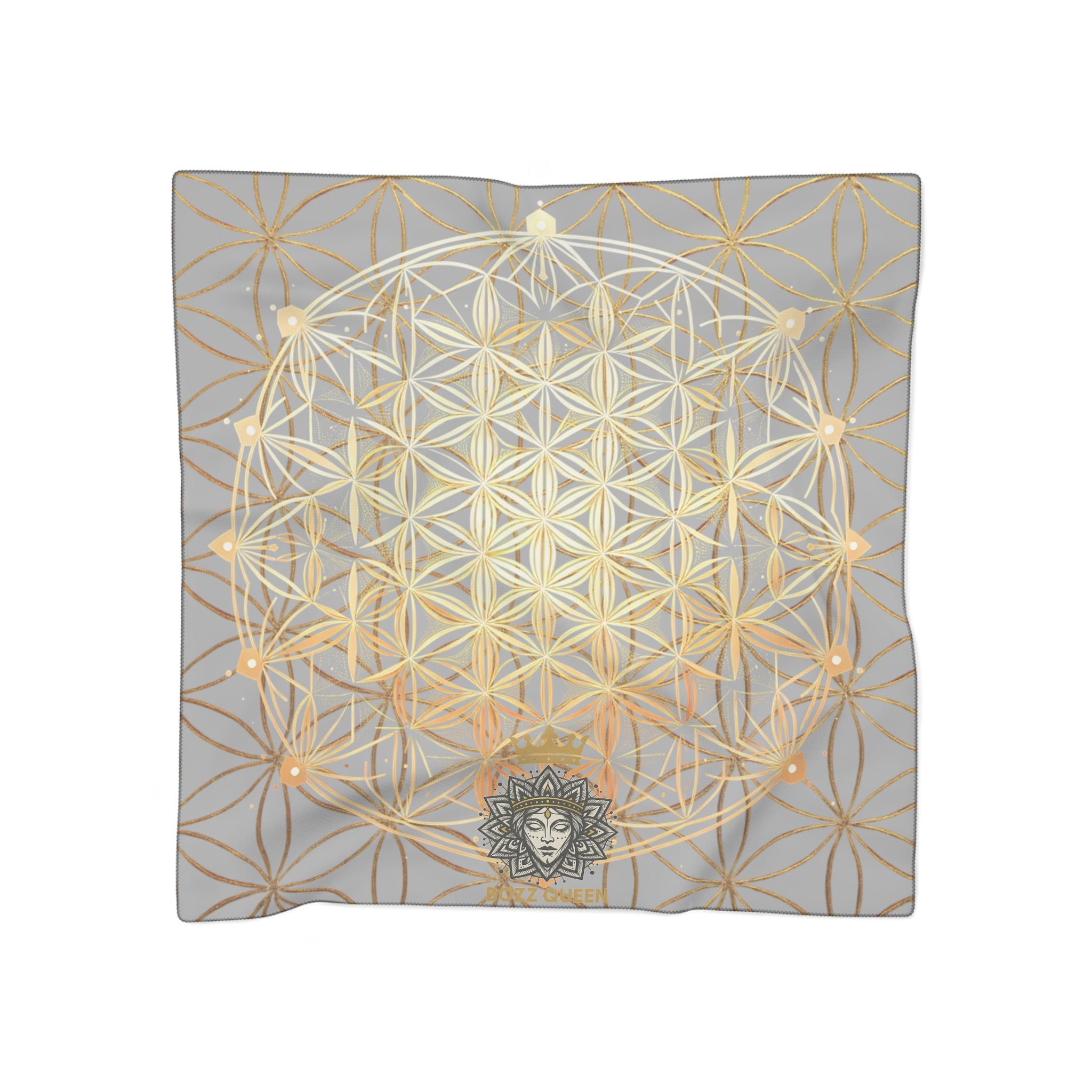 Flower of Life Light Grey Scarf - Sacred Geometry Spiritual Accessory