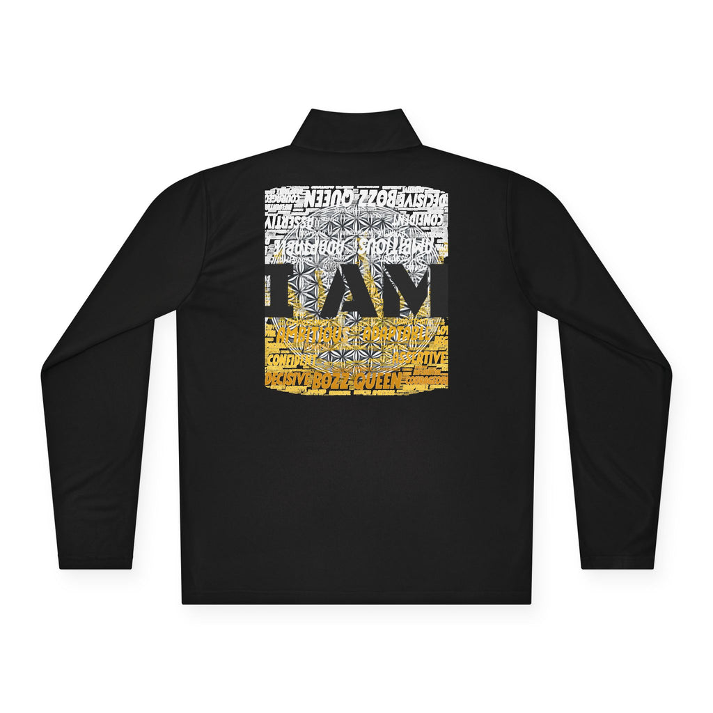 I AM Unisex Quarter-Zip Pullover - Motivational Activewear for Gym & Yoga
