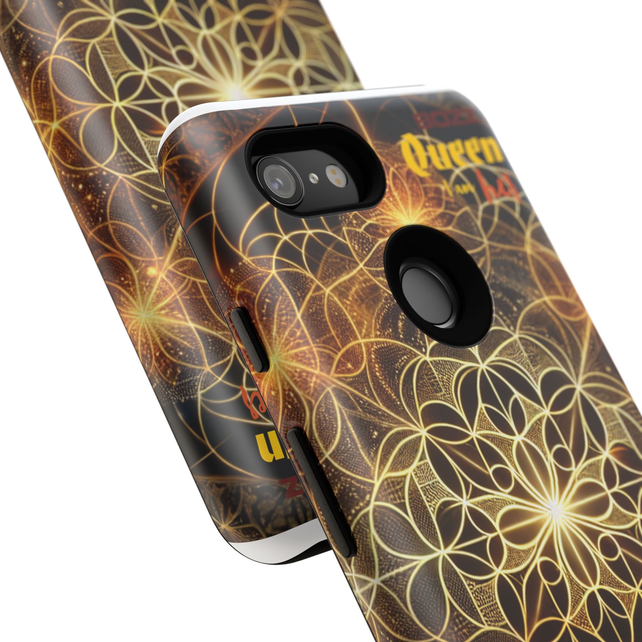 Golden Flower Mandala Phone Case, Tough Cases, Bohemian Phone Cover, Unique Gift for Him/Her, Spiritual and Artistic Design