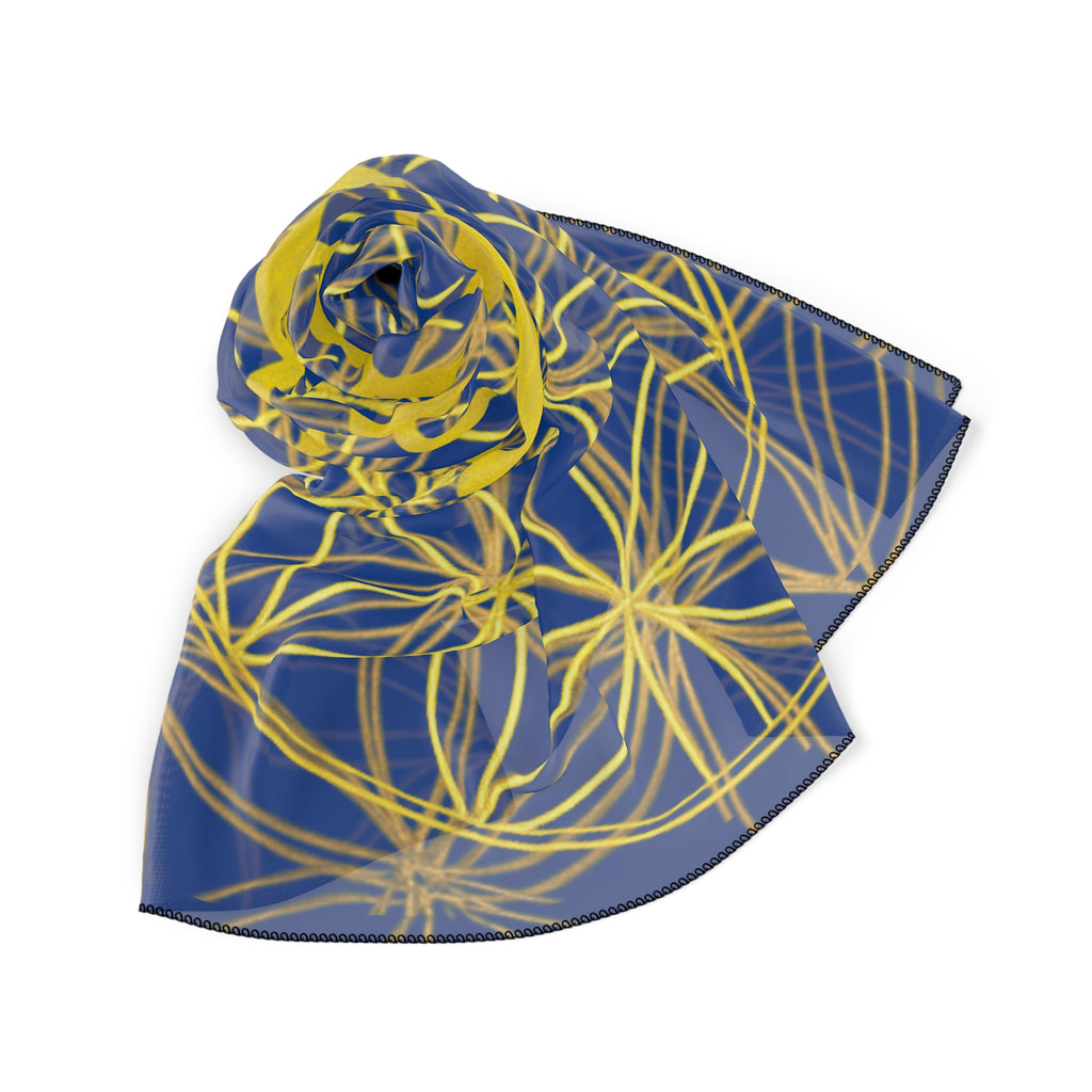 Bozz Queen Blue Poly Scarf - Vibrant Flower of Life Design for Stylish Women