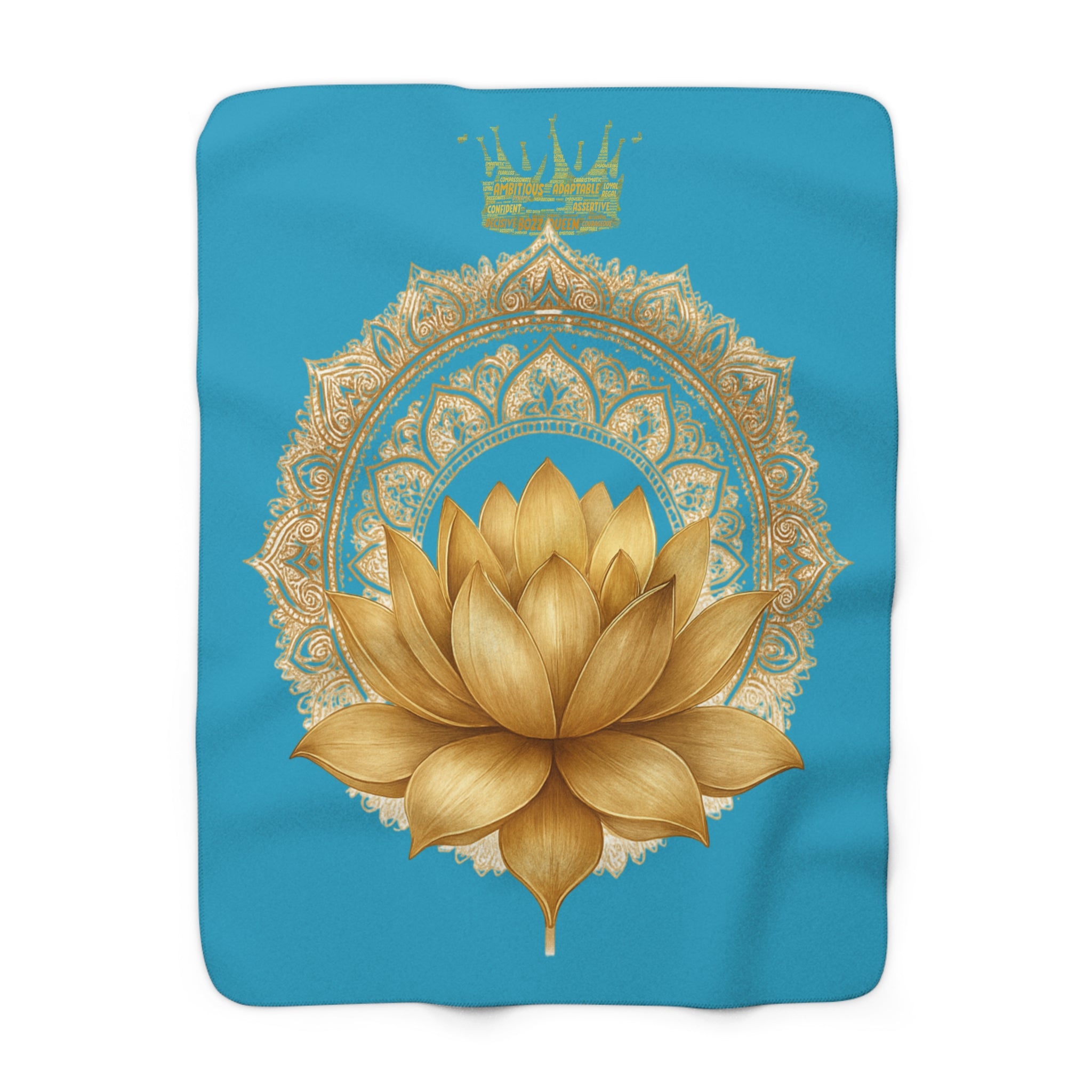 Crown Chakra Purple Lotus Sherpa Blanket - Meditation & Spiritual Decor