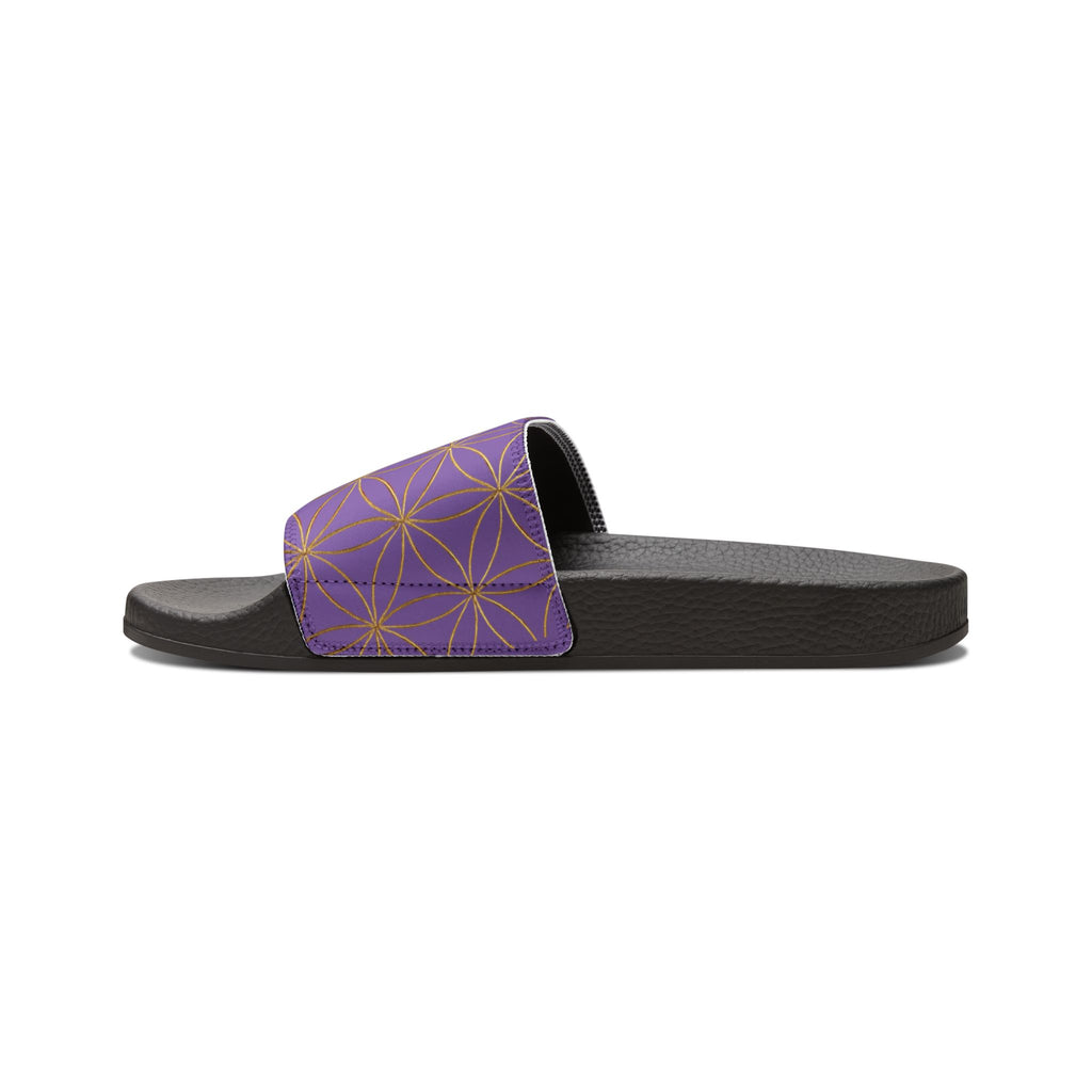 Bozz Queen Light Purple Flower of Life Women's Sandals - Removable Strap Beach Slides