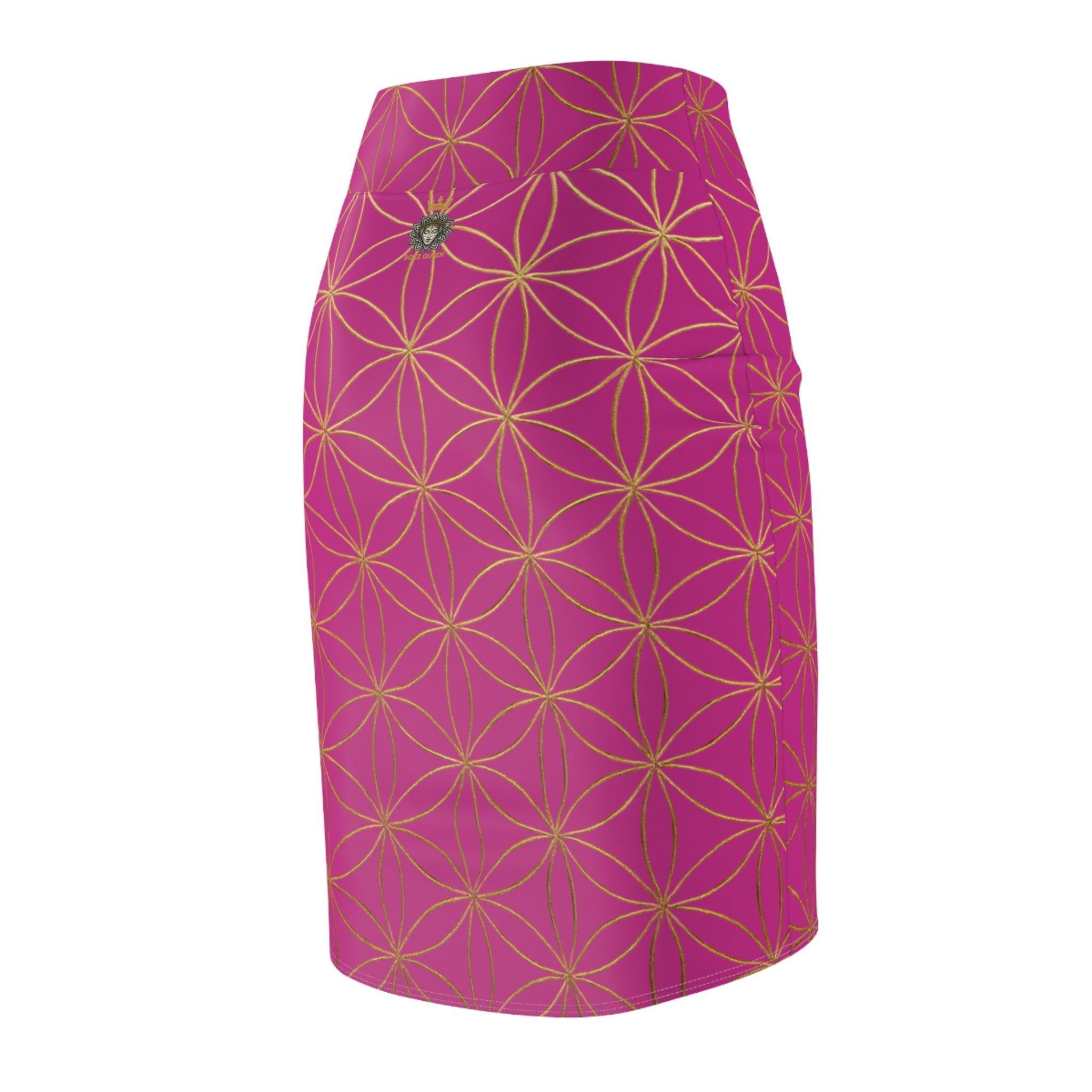 Pink Flower of Life Pencil Skirt - Women's Chic Office & Date Night Skirt
