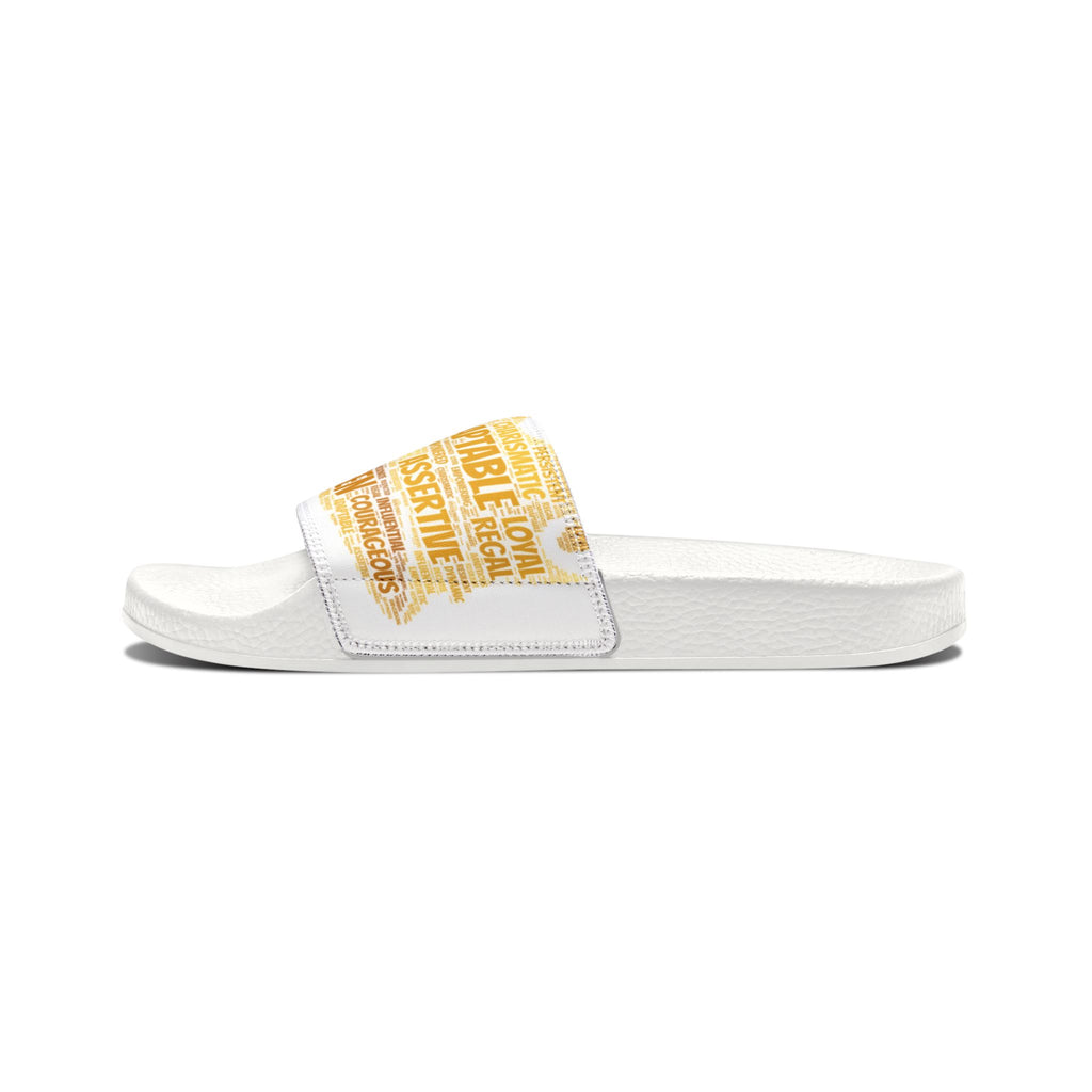 Bozz Queen White & Gold Women's Sandals - Removable Strap Beach Slides