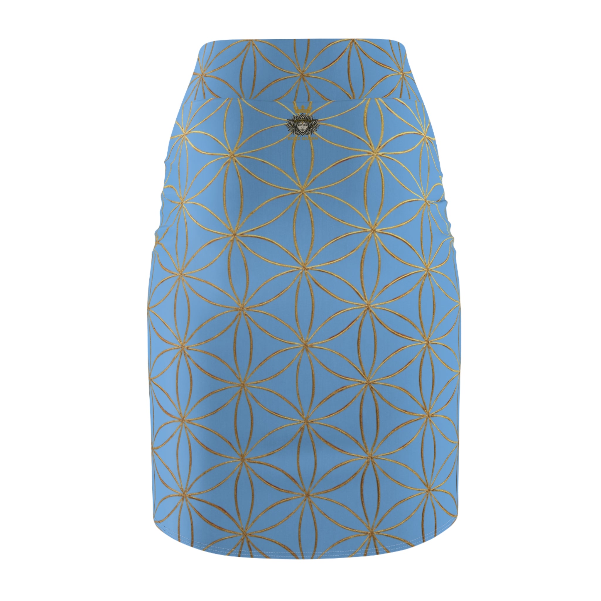 Light Blue Flower of Life Pencil Skirt - Women's Chic Office & Date Night Skirt
