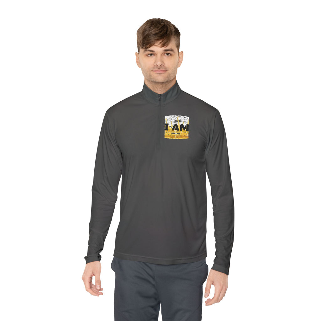 I AM Unisex Quarter-Zip Pullover - Motivational Activewear for Gym & Yoga