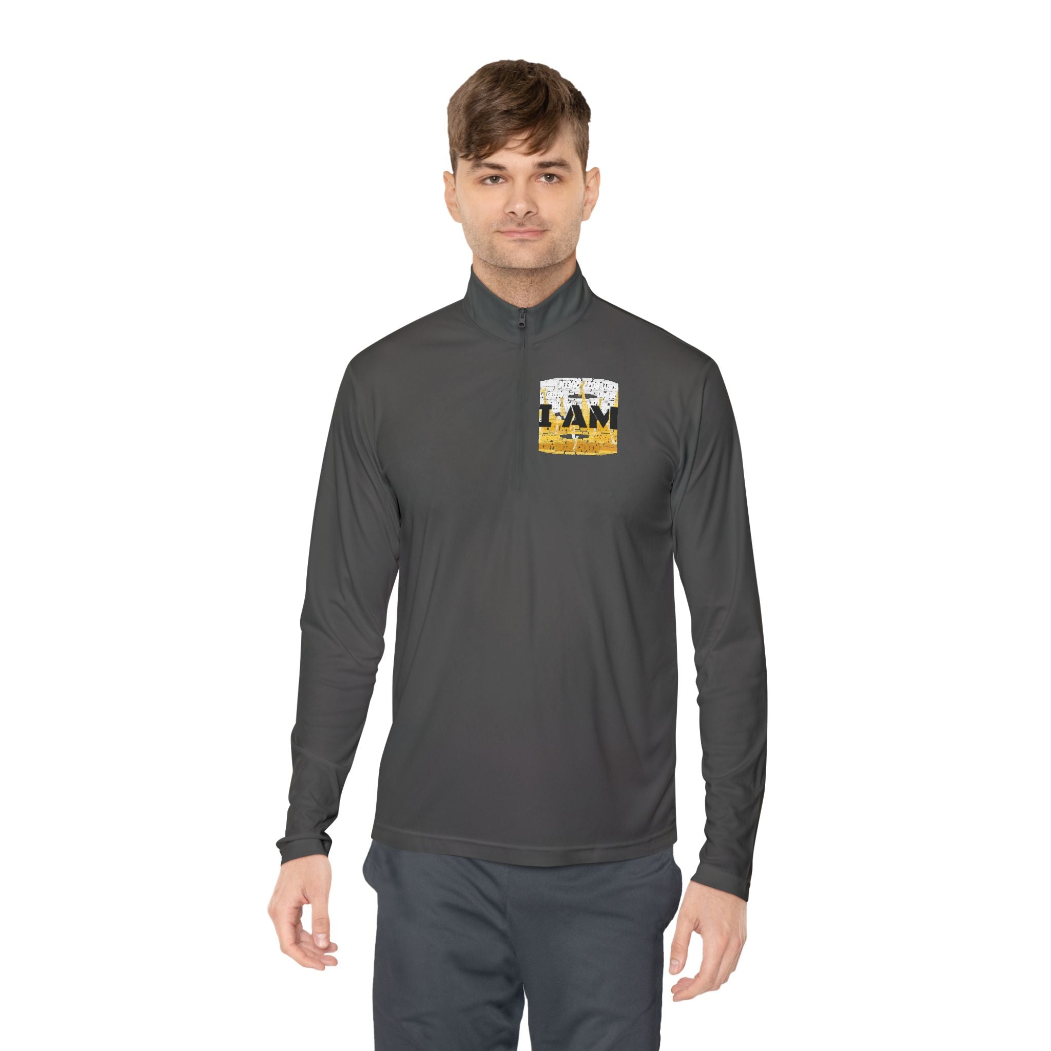 I AM Unisex Quarter-Zip Pullover - Motivational Activewear for Gym & Yoga