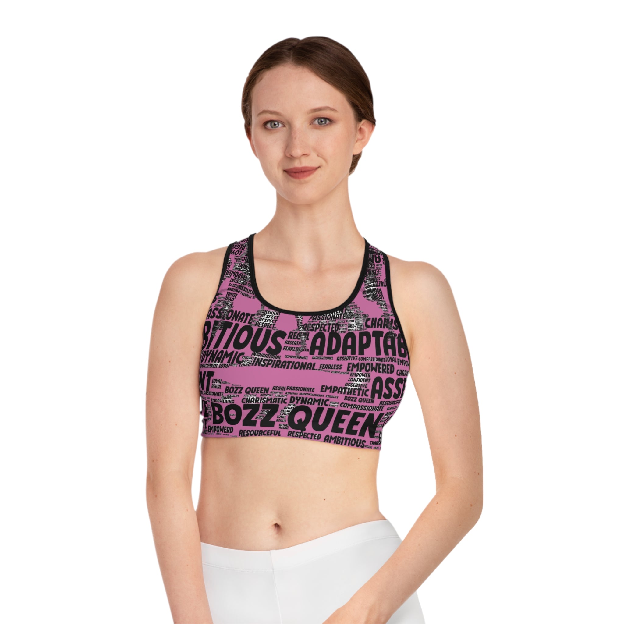 Empowering Sports Bra - Bozz Queen Origin Collection | Light Pink & Black