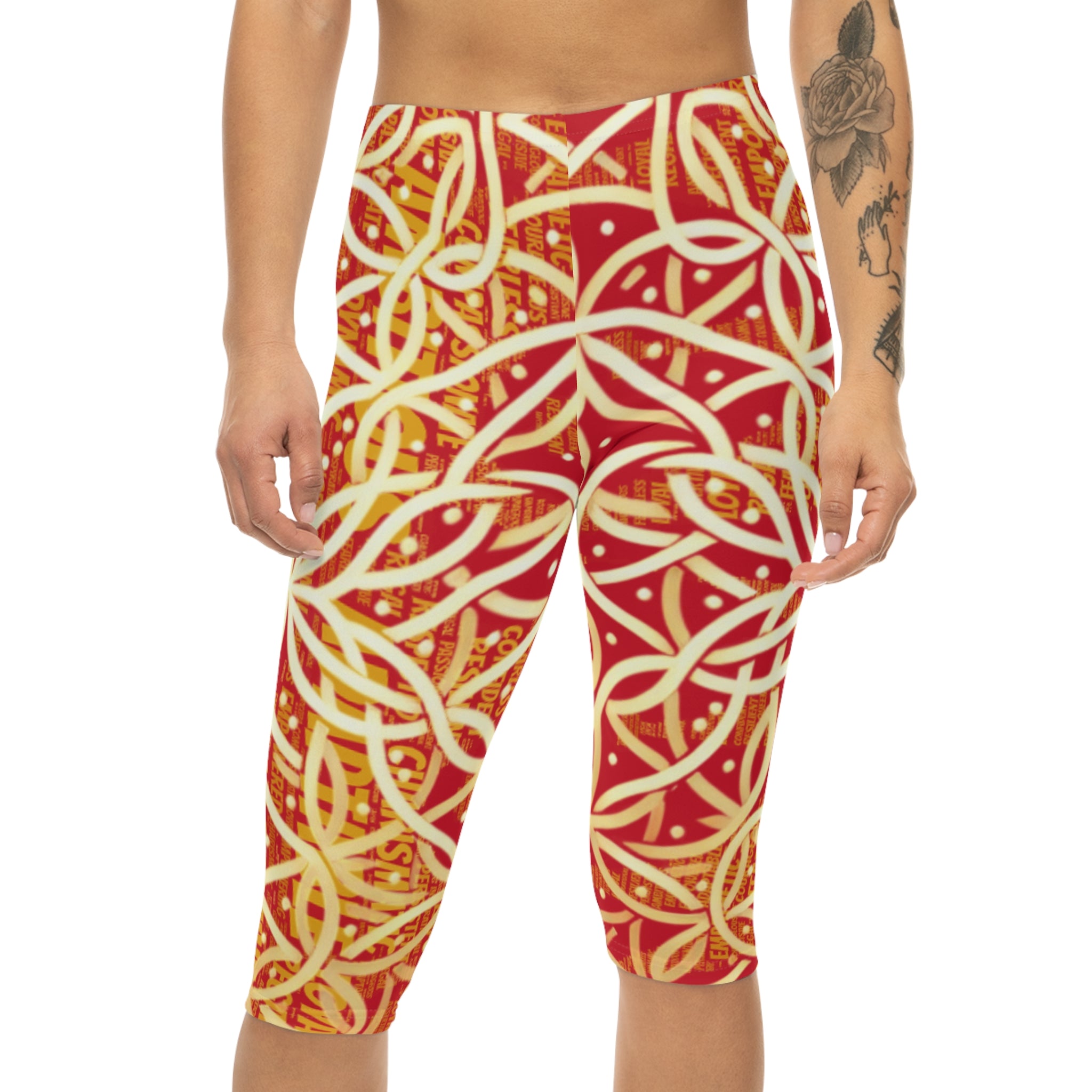 Dark Red Chic Women's Capri Leggings - Premium Yoga Pants for Active Lifestyle