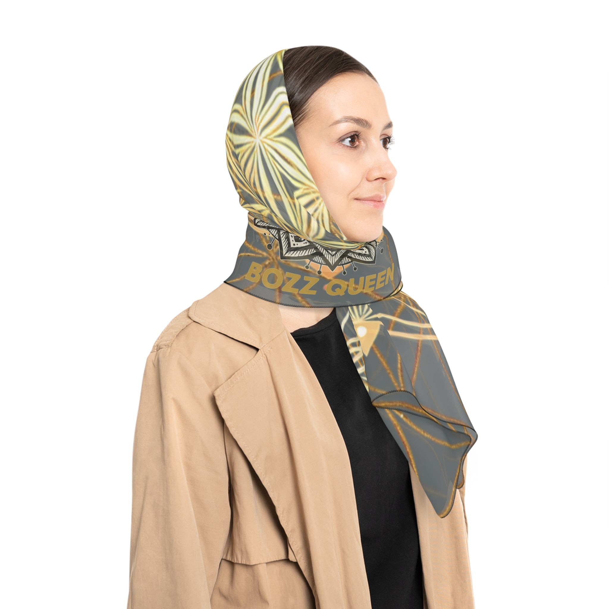 Flower of Life Dark Grey Scarf - Sacred Geometry Spiritual Accessory