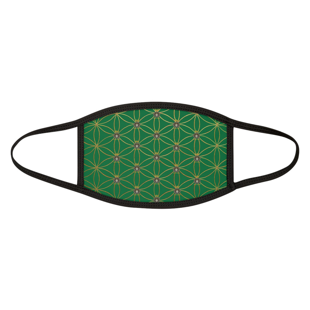 Bozz Queen Flower of Life Face Mask - Dark Green & Gold Stylish Breathable Cloth Mask