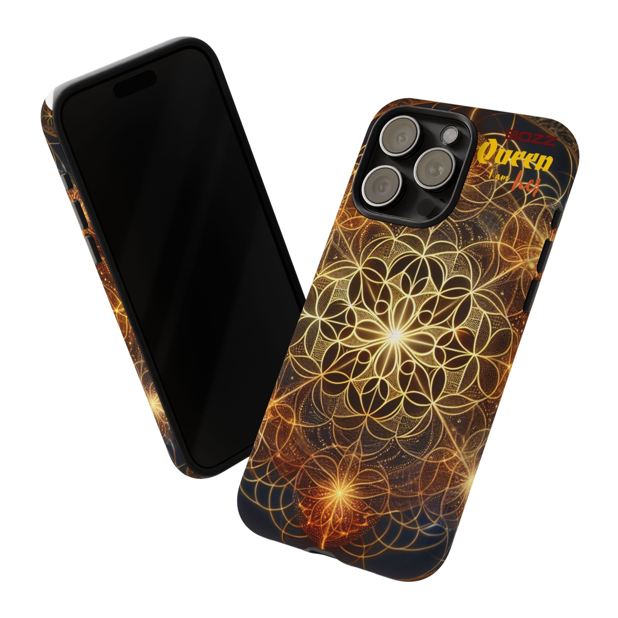 Golden Flower Mandala Phone Case, Tough Cases, Bohemian Phone Cover, Unique Gift for Him/Her, Spiritual and Artistic Design
