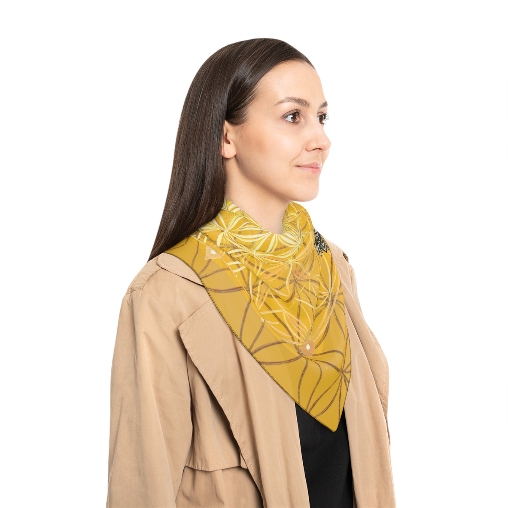 Flower of Life Yellow Scarf - Sacred Geometry Spiritual Accessory