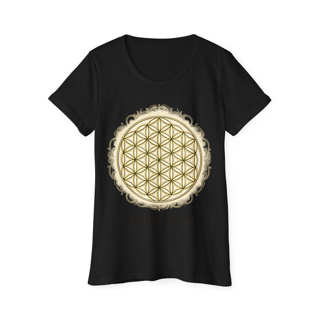 Bozz Queen Golden Flower of Life Sacred Geometry T-Shirt - Women's Organic Tee