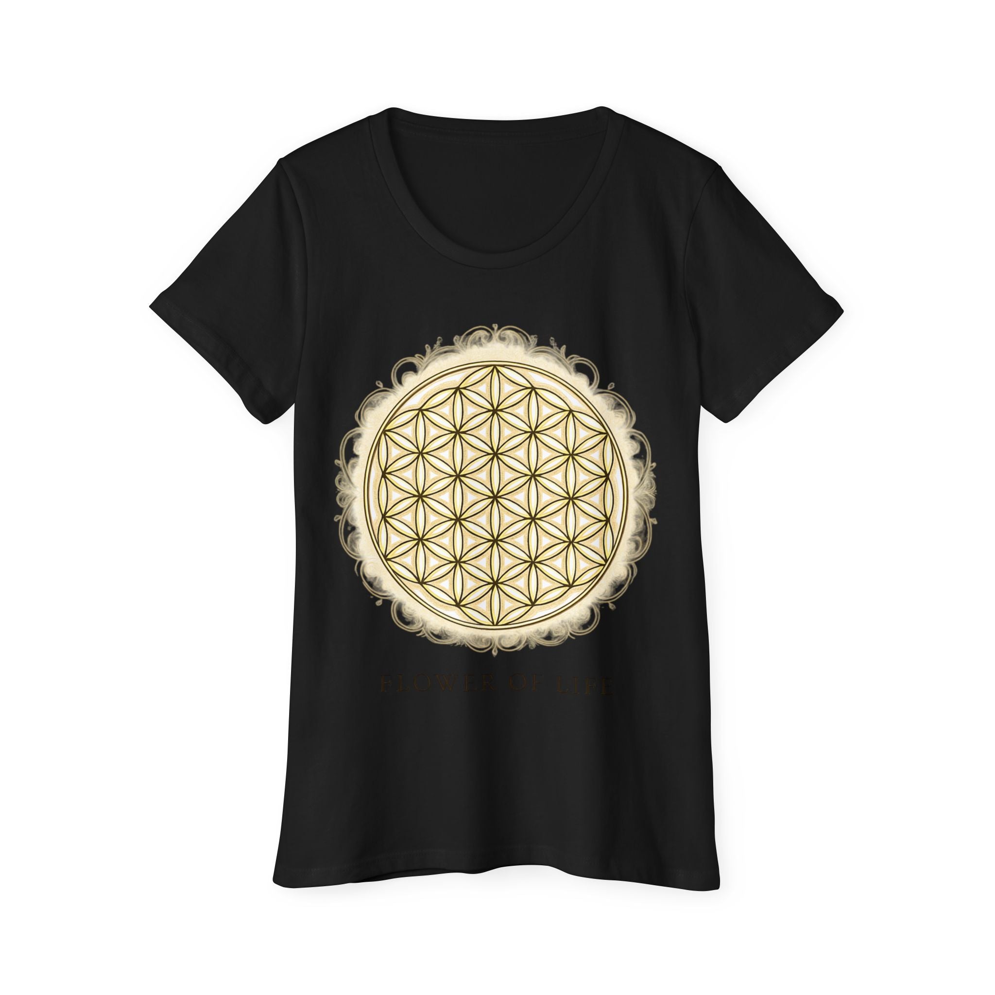 Bozz Queen Golden Flower of Life Sacred Geometry T-Shirt - Women's Organic Tee