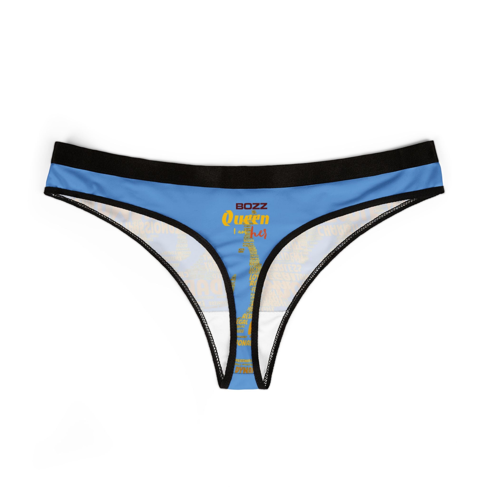 Women's Light Blue Yellow Thongs - Bold Statement Motivational Lingerie