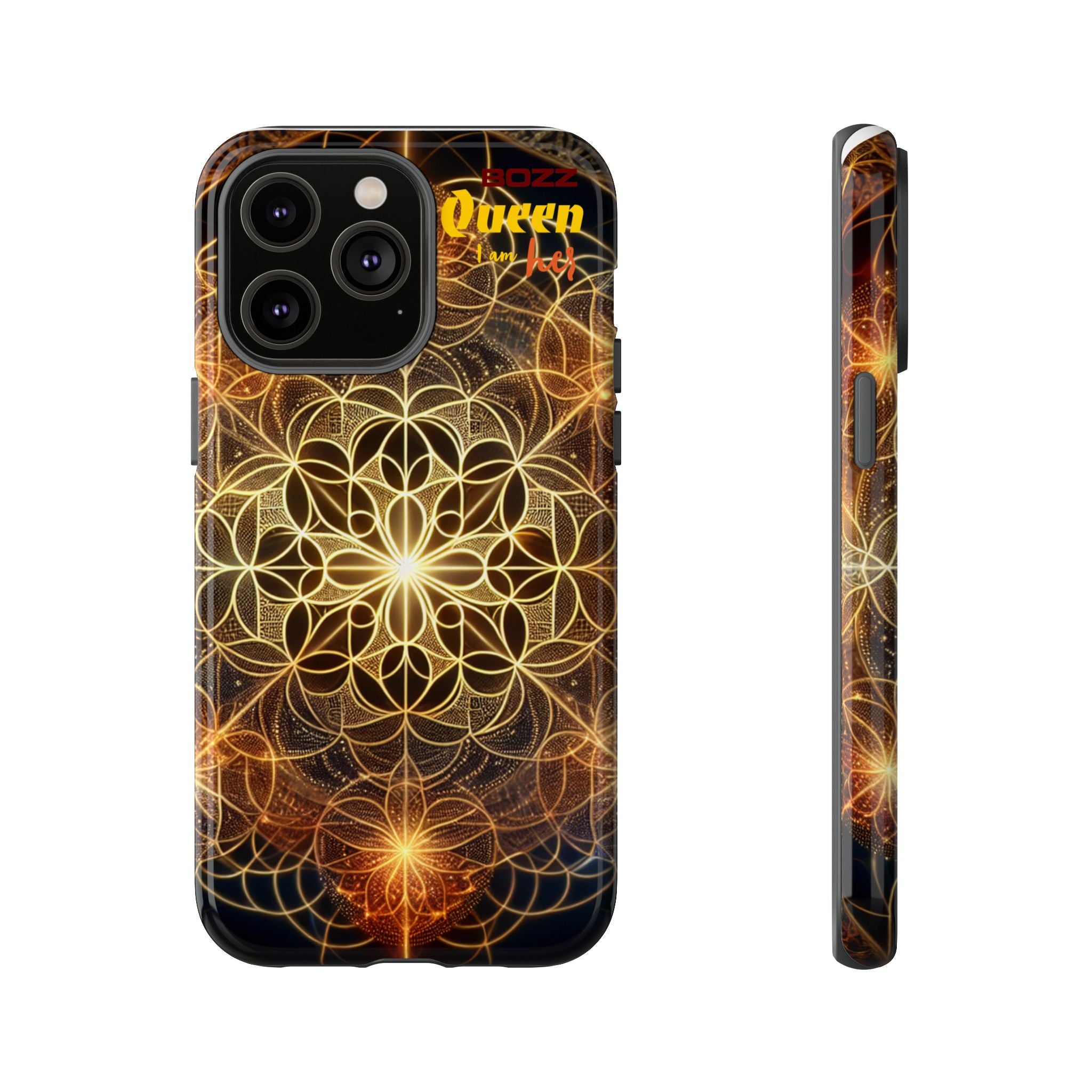 Golden Flower Mandala Phone Case, Tough Cases, Bohemian Phone Cover, Unique Gift for Him/Her, Spiritual and Artistic Design