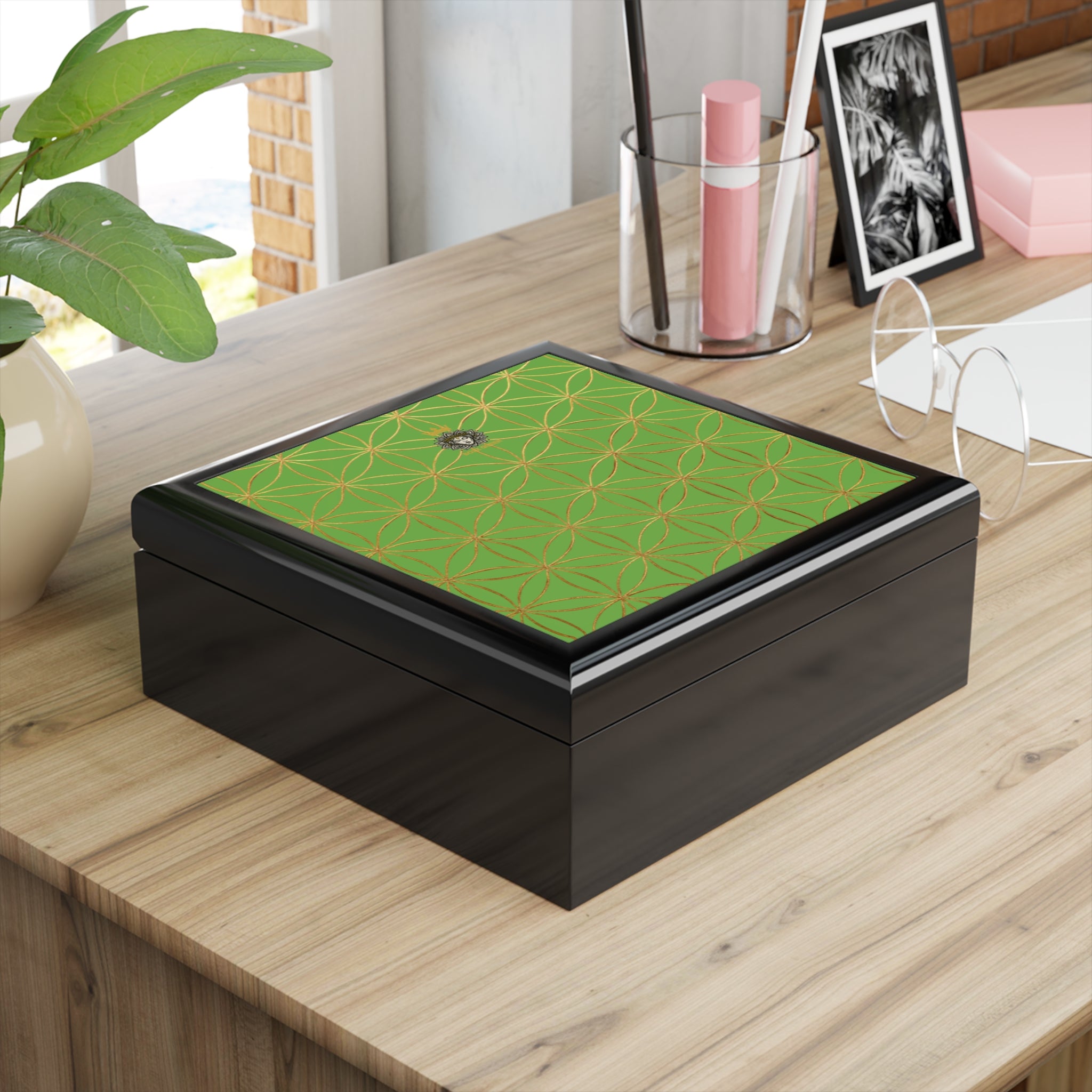 Flower of Life Jewelry Box - Light Green Elegant Keepsake Organizer