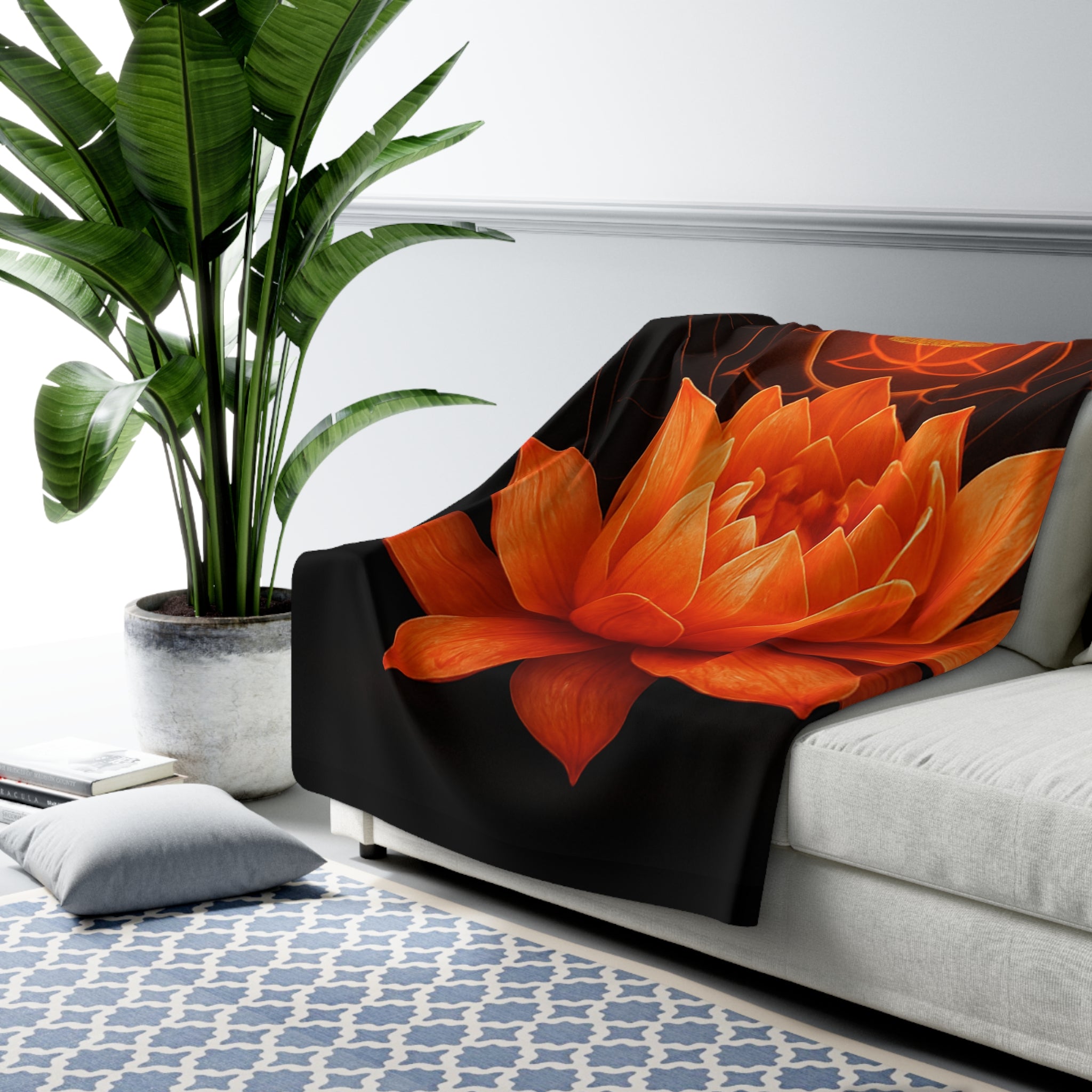 Sacred Chakra Lotus Sherpa Blanket - Meditation Decor & Spiritual Gift