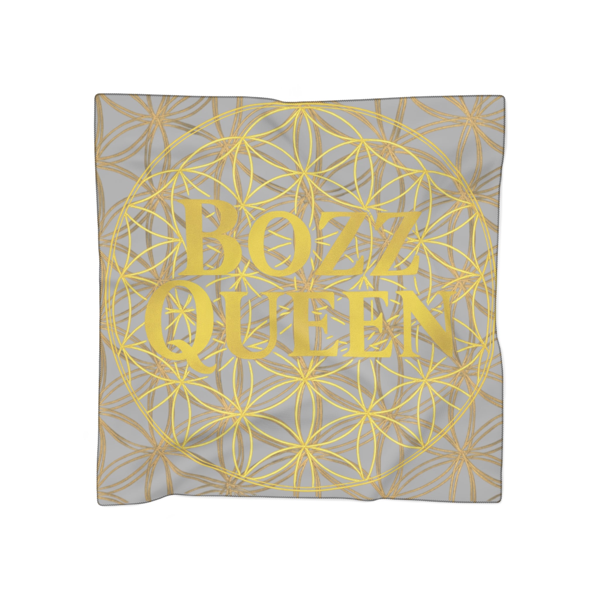 Bozz Queen Light Grey Poly Scarf - Vibrant Flower of Life Design for Stylish Women