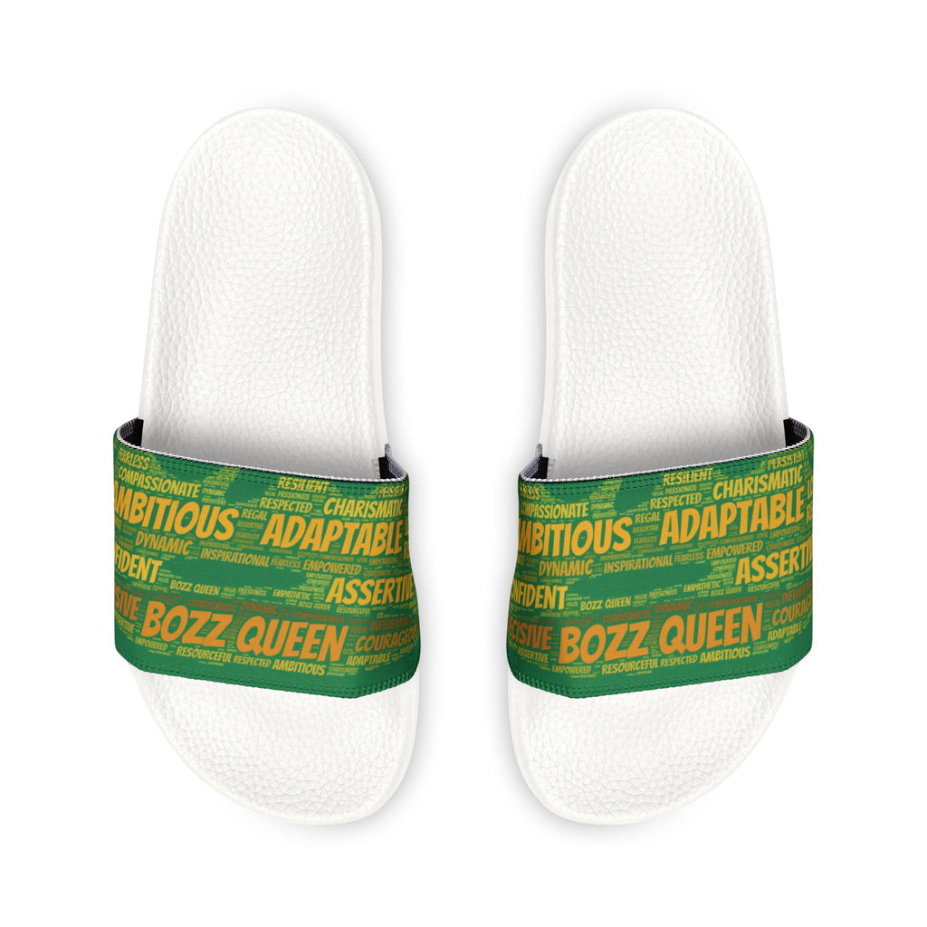 Bozz Queen Dark Green & Gold Women's Sandals - Removable Strap Beach Slides