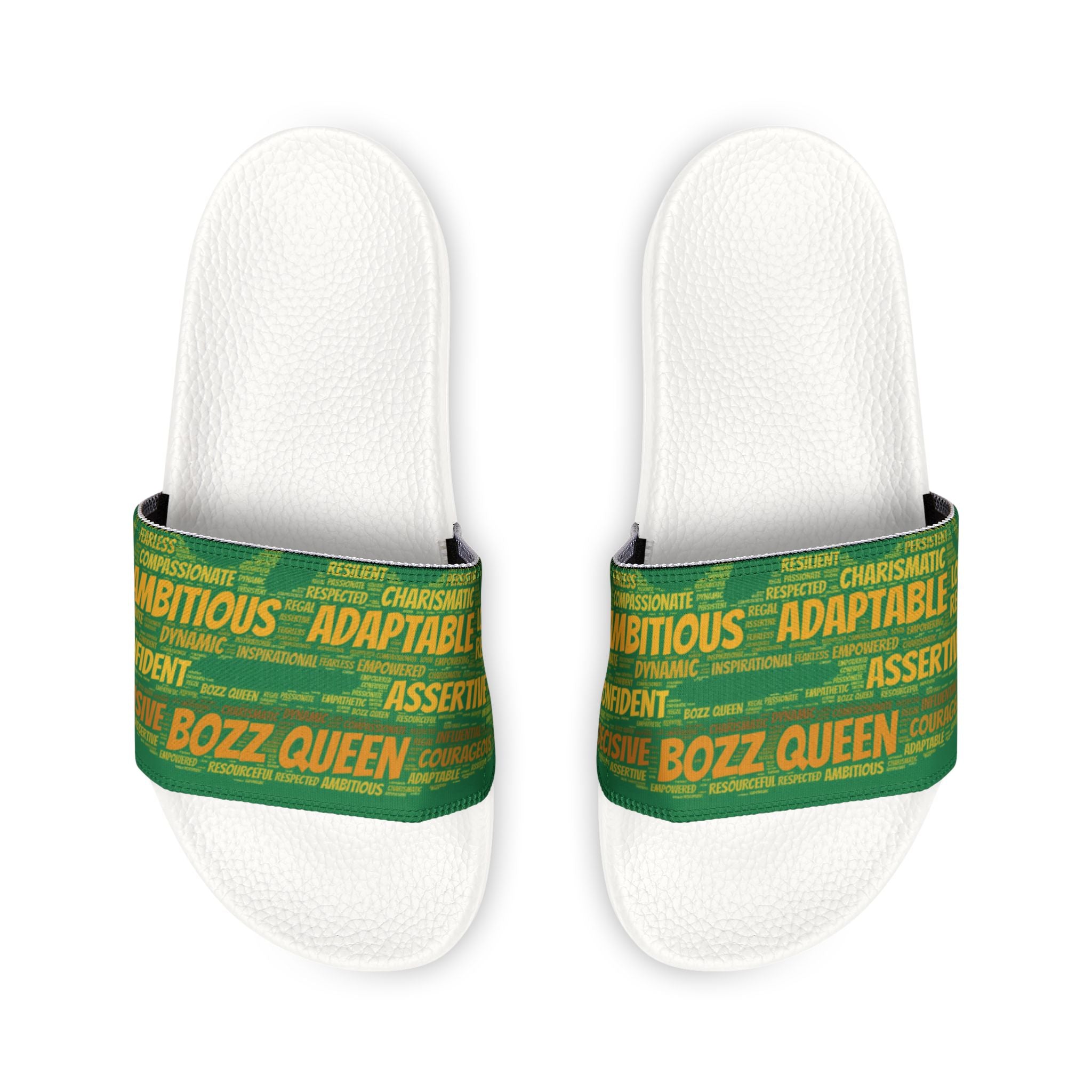 Bozz Queen Dark Green & Gold Women's Sandals - Removable Strap Beach Slides