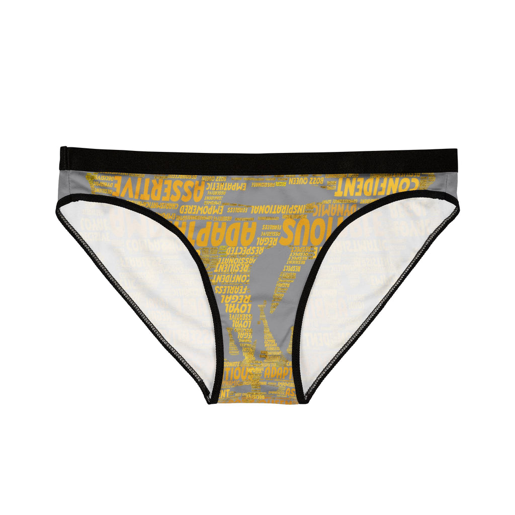 Women's Grey Yellow Motivational Underwear - Bold Statement Lingerie