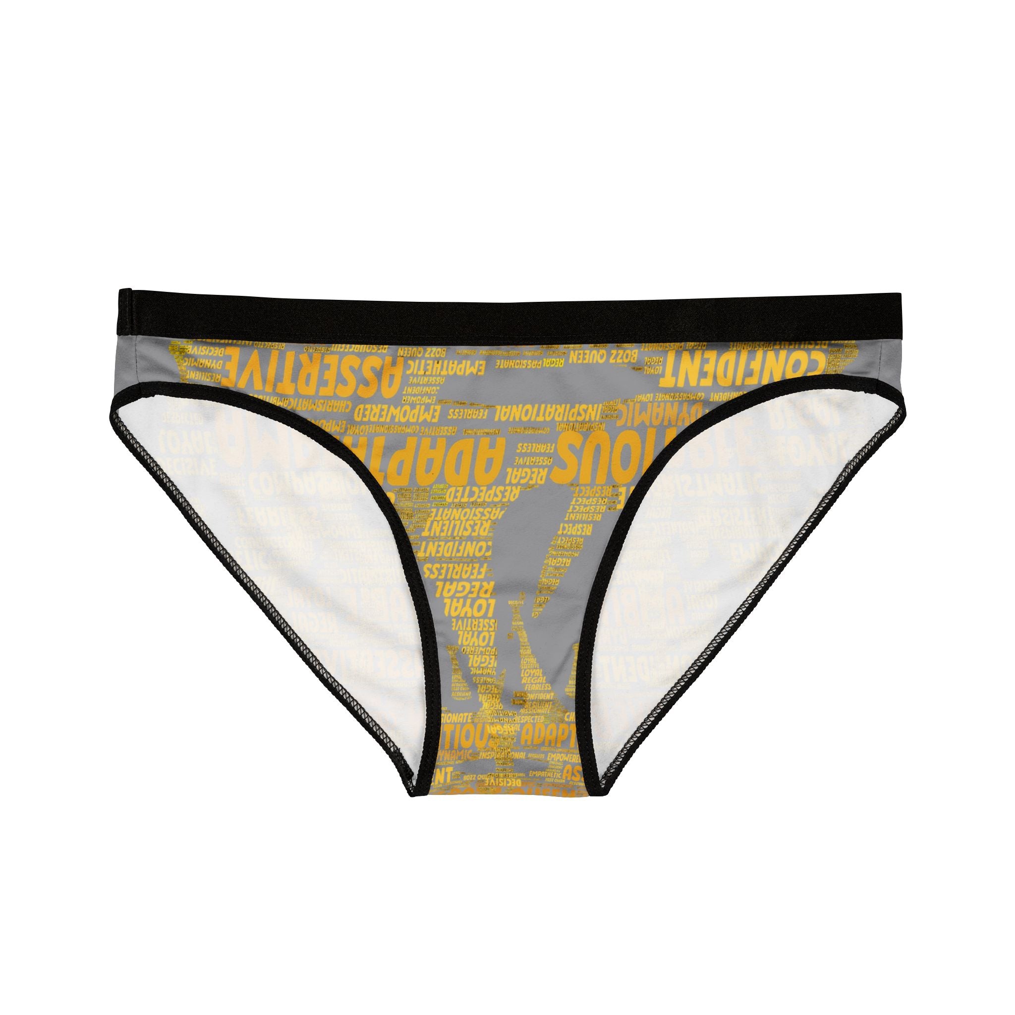 Women's Grey Yellow Motivational Underwear - Bold Statement Lingerie