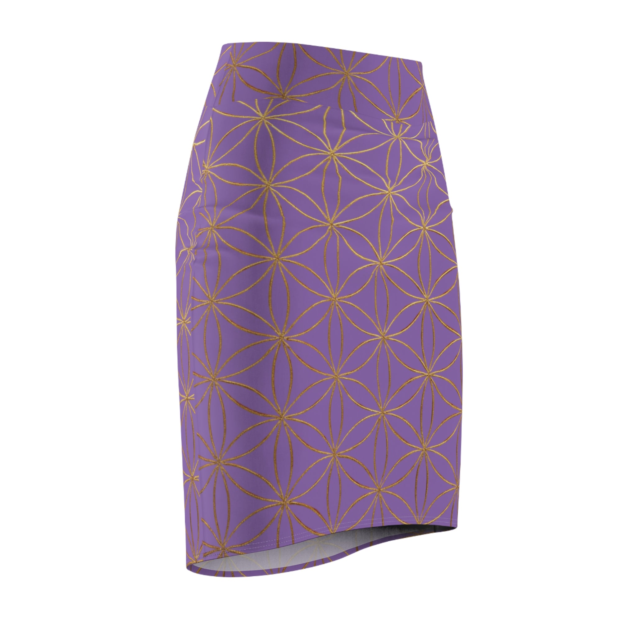 Light Purple Flower of Life Pencil Skirt - Women's Chic Office & Date Night Skirt